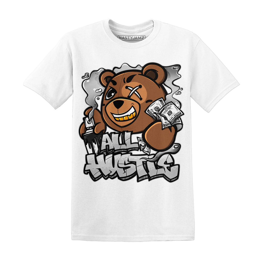 Retro High OG Black White 1s T Shirt Match BER Hustle All Day - NastyJamz