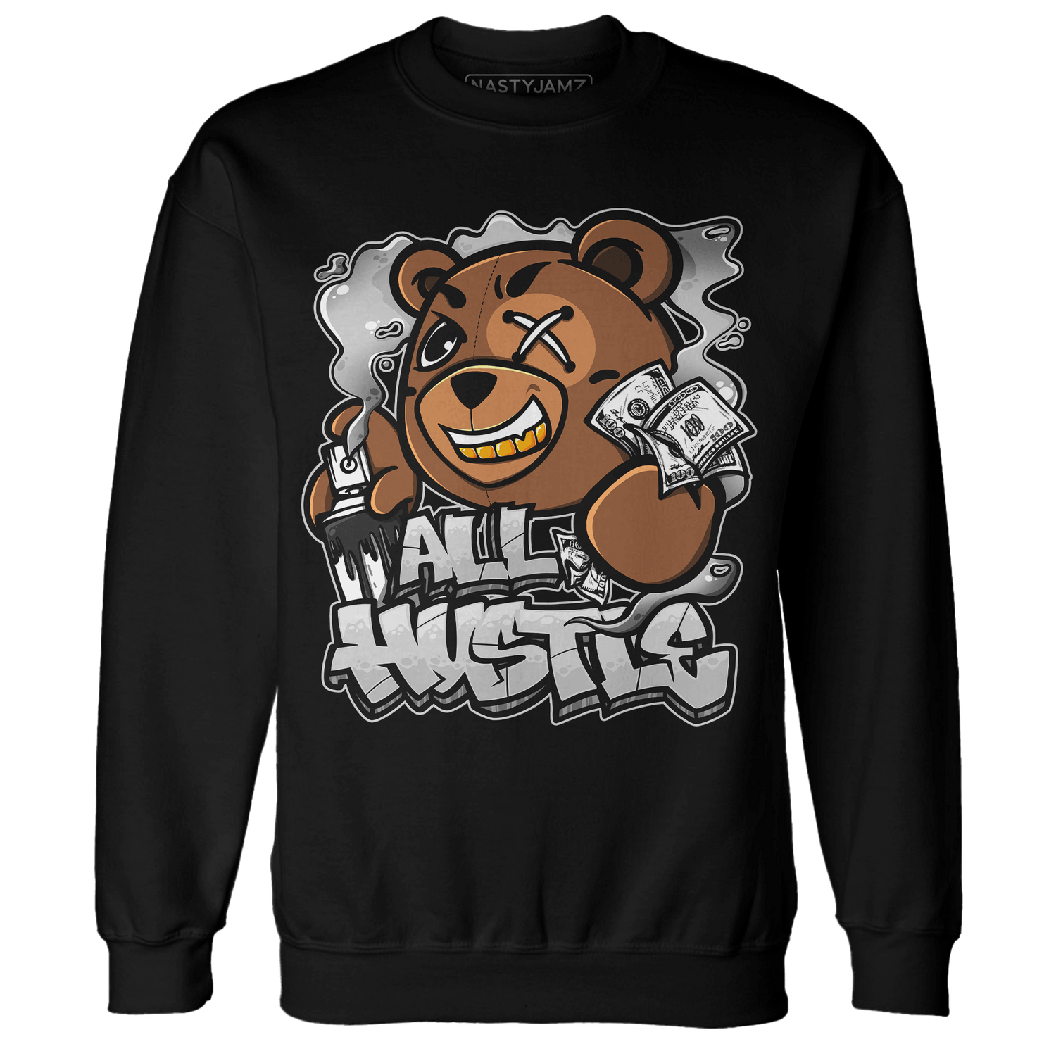 Retro High OG Black White 1s Sweatshirt Match BER Hustle All Day - NastyJamz