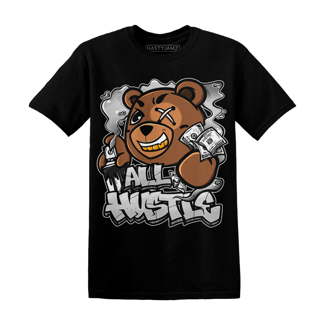 Retro High OG Black White 1s T Shirt Match BER Hustle All Day - NastyJamz