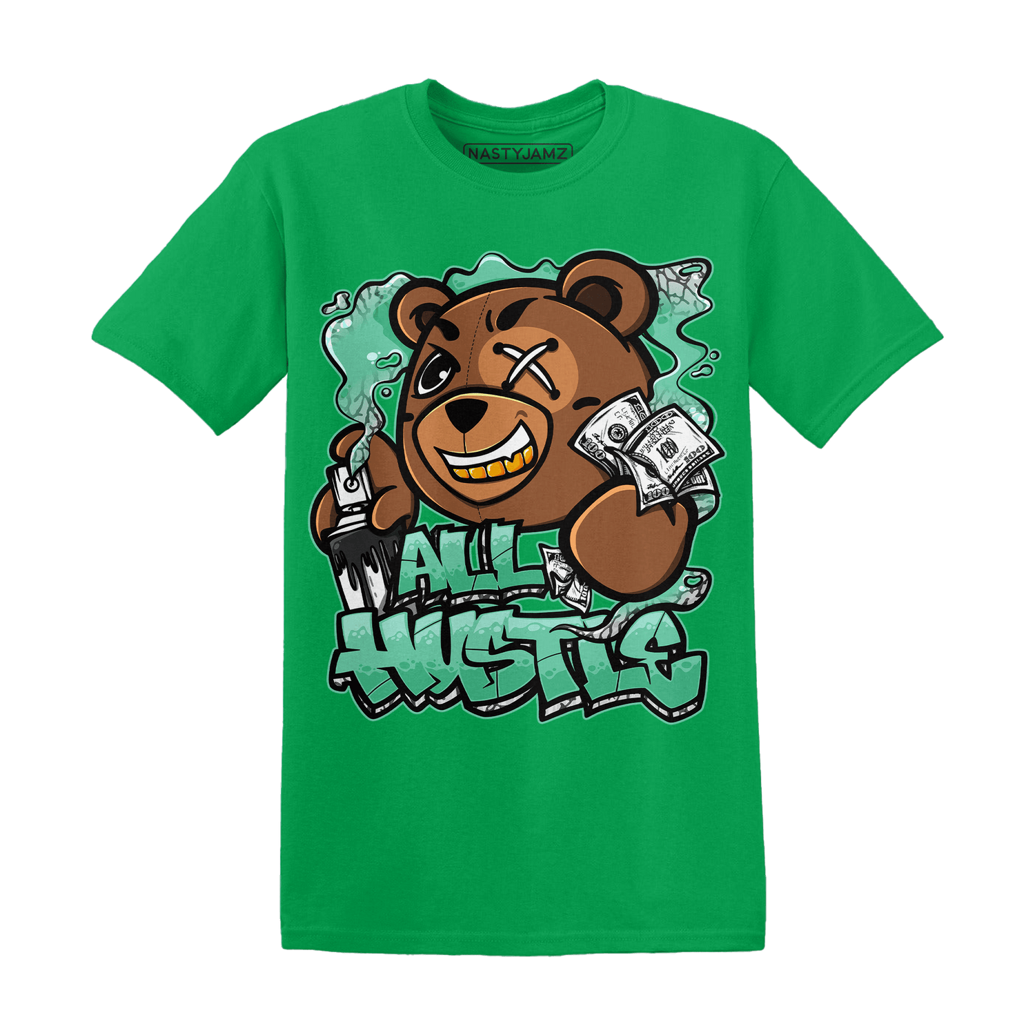 Green Glow 3s T Shirt Match BER Hustle All Day - NastyJamz