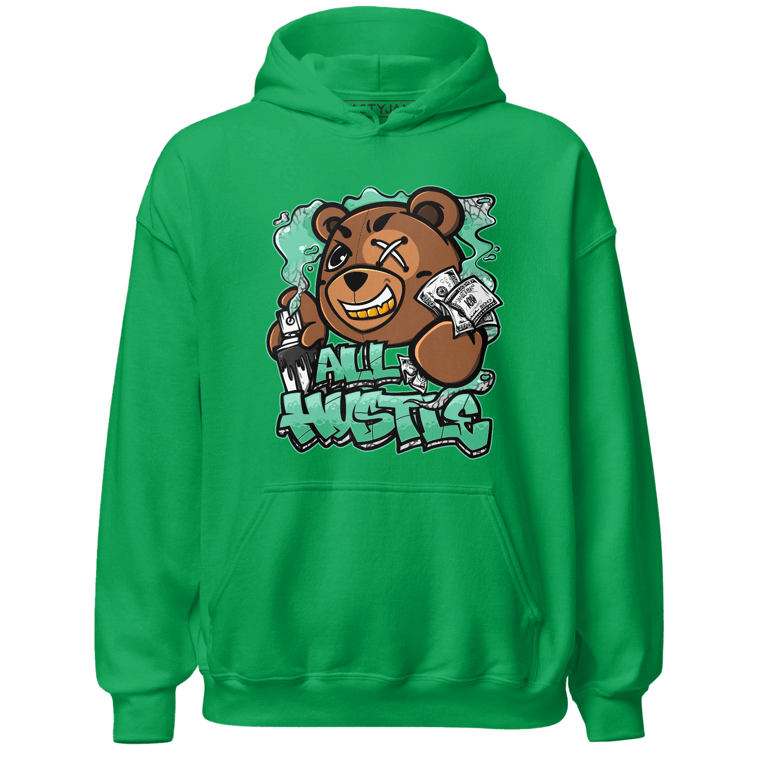 Green Glow 3s Hoodie Match BER Hustle All Day - NastyJamz
