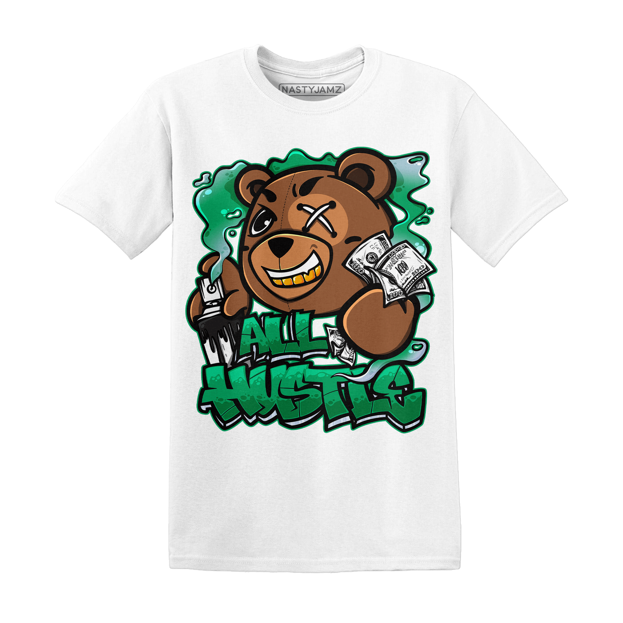 Lucky Green 5s T Shirt Match BER Hustle All Day - NastyJamz