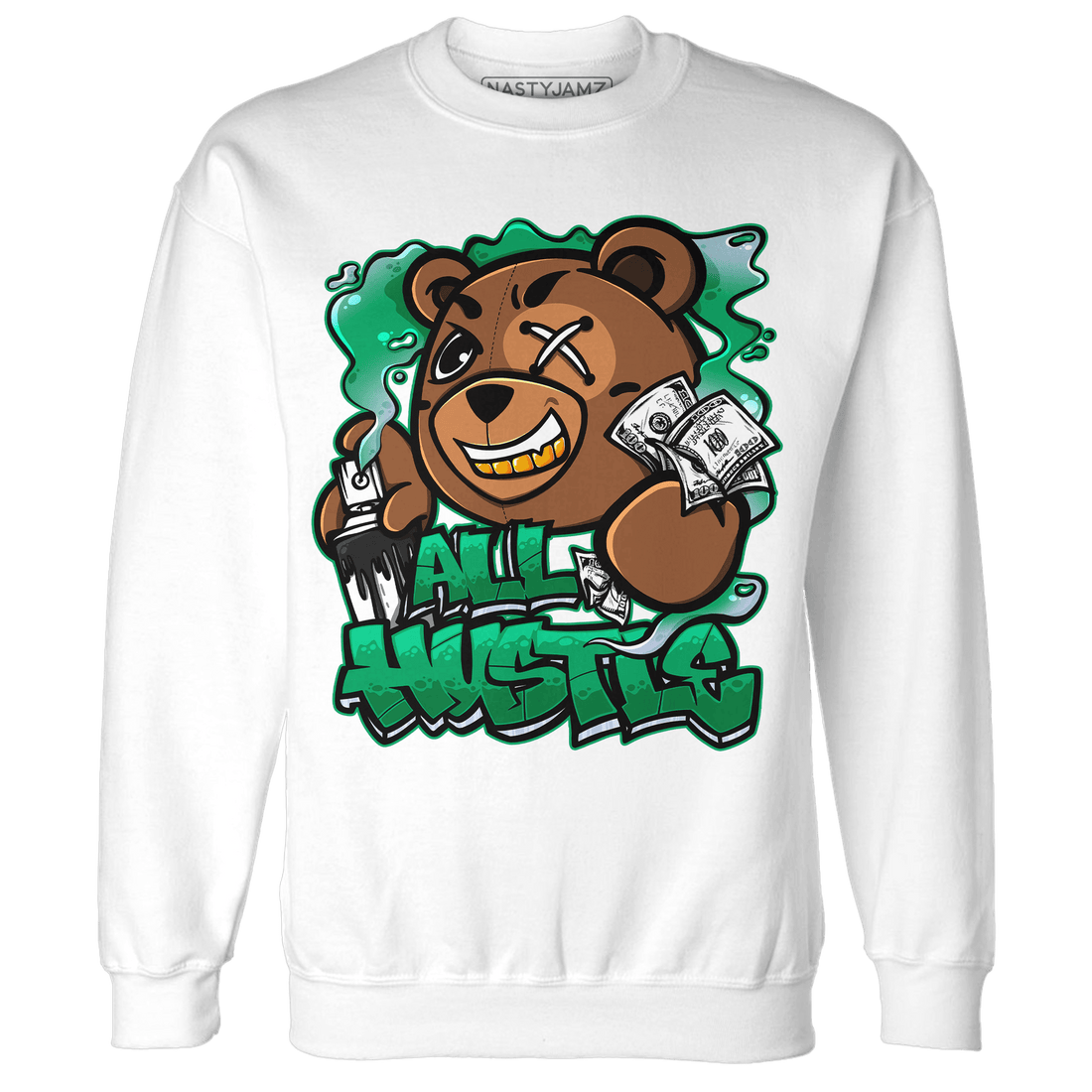 Lucky Green 5s Sweatshirt Match BER Hustle All Day - NastyJamz