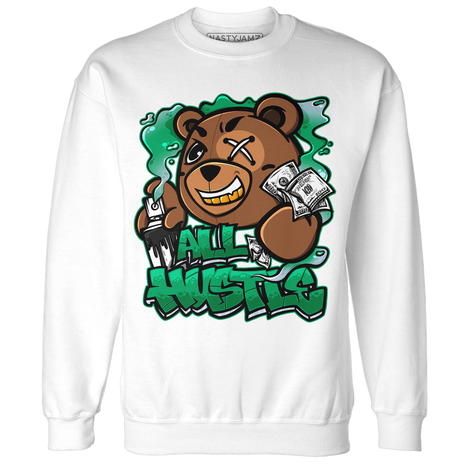 Lucky Green 5s Sweatshirt Match BER Hustle All Day - NastyJamz