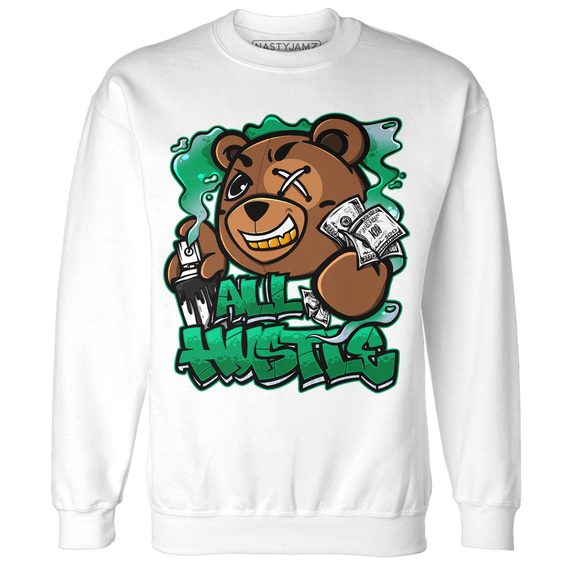 Lucky Green 5s Sweatshirt Match BER Hustle All Day - NastyJamz