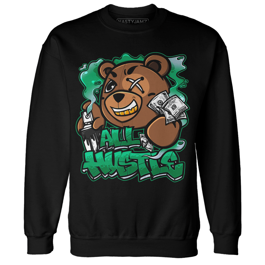 Lucky Green 5s Sweatshirt Match BER Hustle All Day - NastyJamz