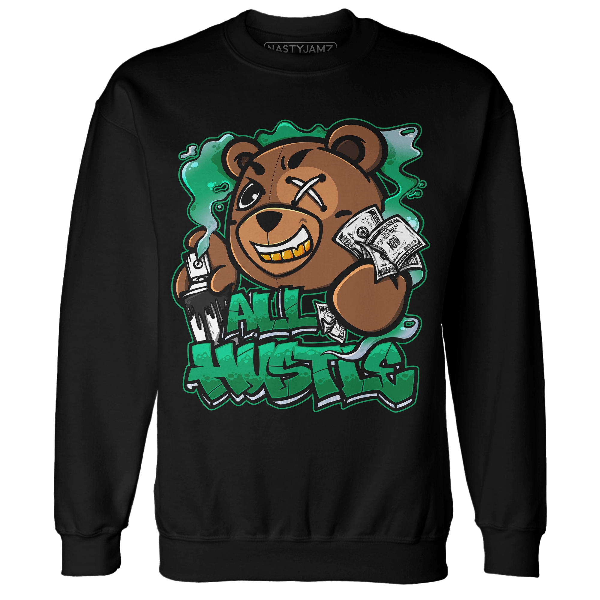 Lucky Green 5s Sweatshirt Match BER Hustle All Day - NastyJamz
