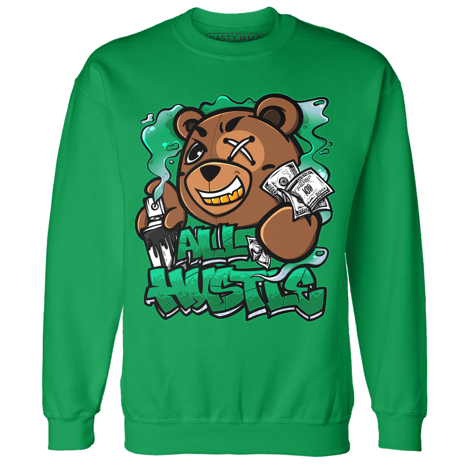 Lucky Green 5s Sweatshirt Match BER Hustle All Day - NastyJamz