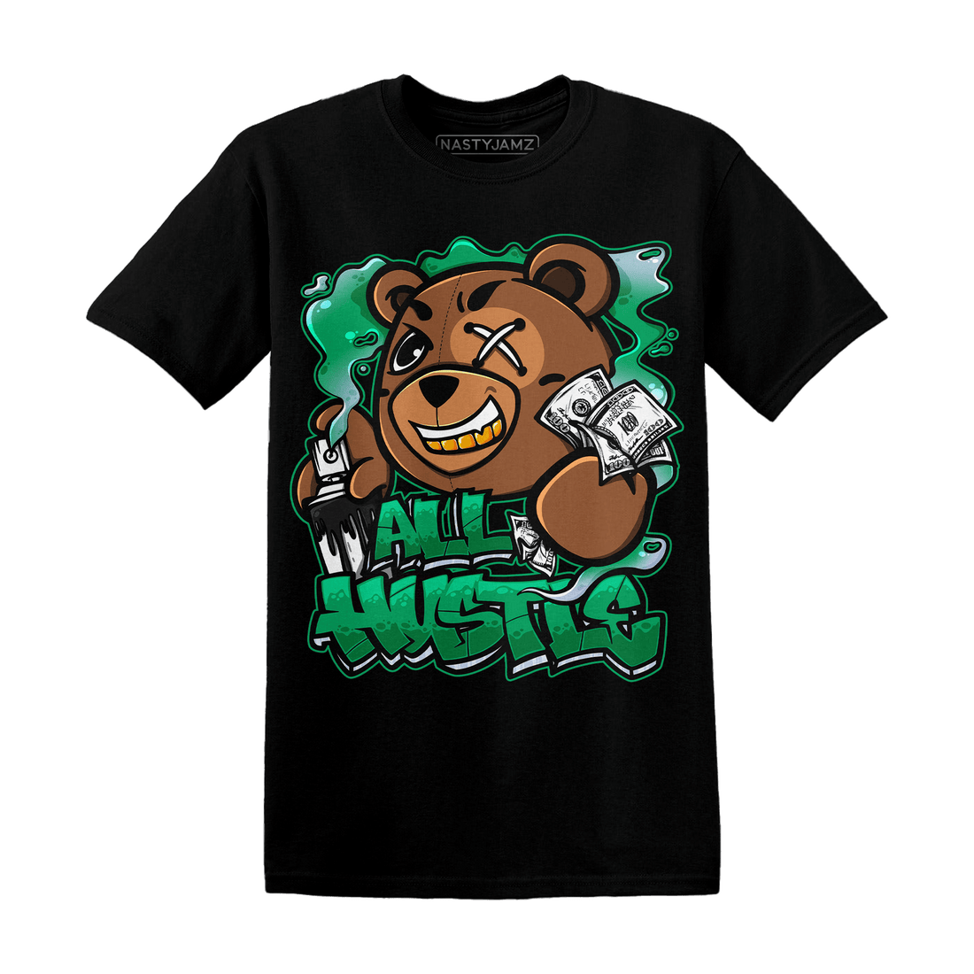 Lucky Green 5s T Shirt Match BER Hustle All Day - NastyJamz