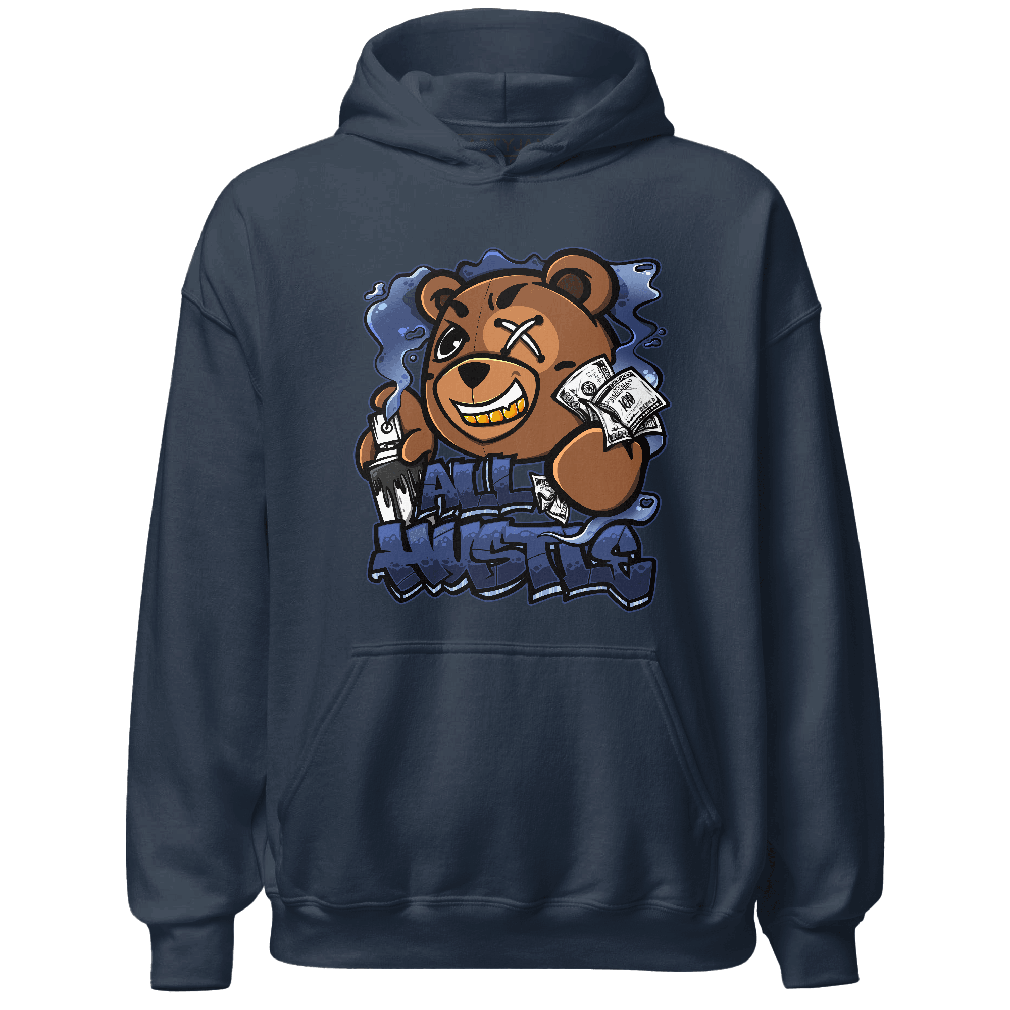 Midnight Navy 5s Hoodie Match BER Hustle All Day - NastyJamz