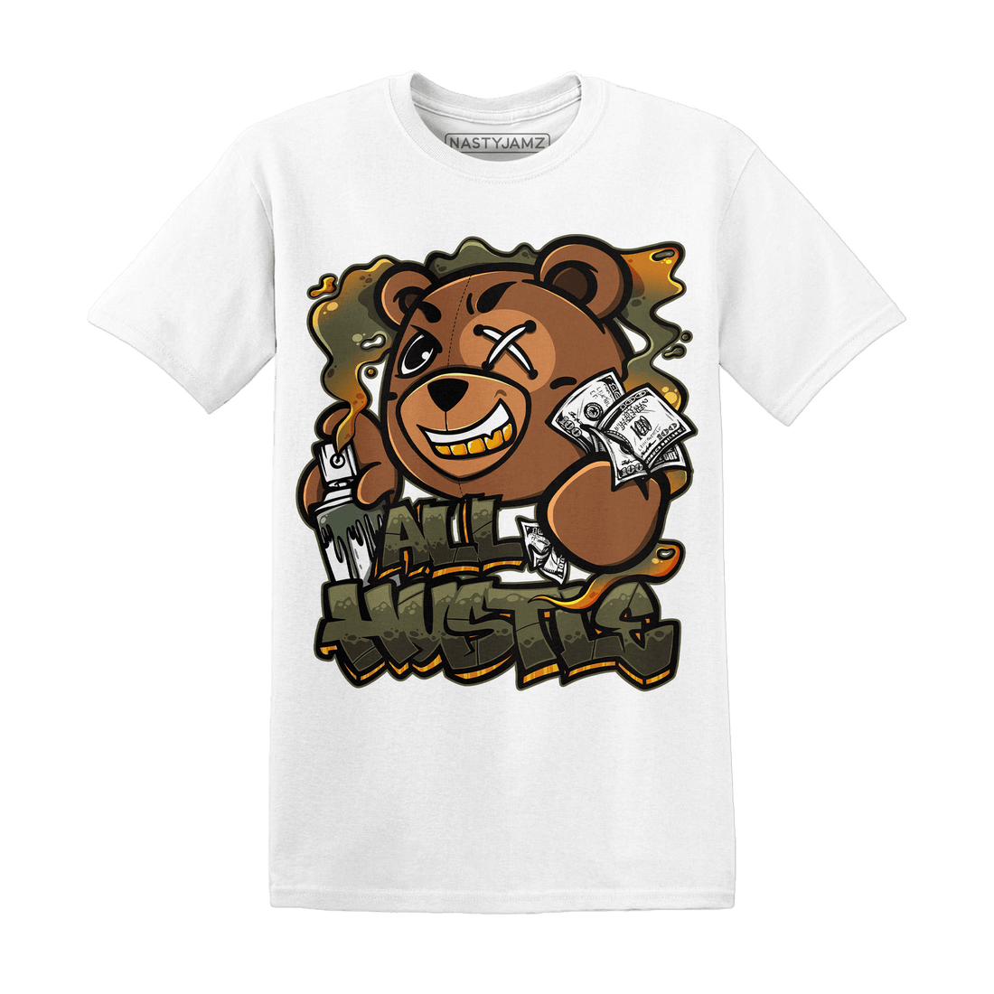 Olive 5s T Shirt Match BER Hustle All Day - NastyJamz