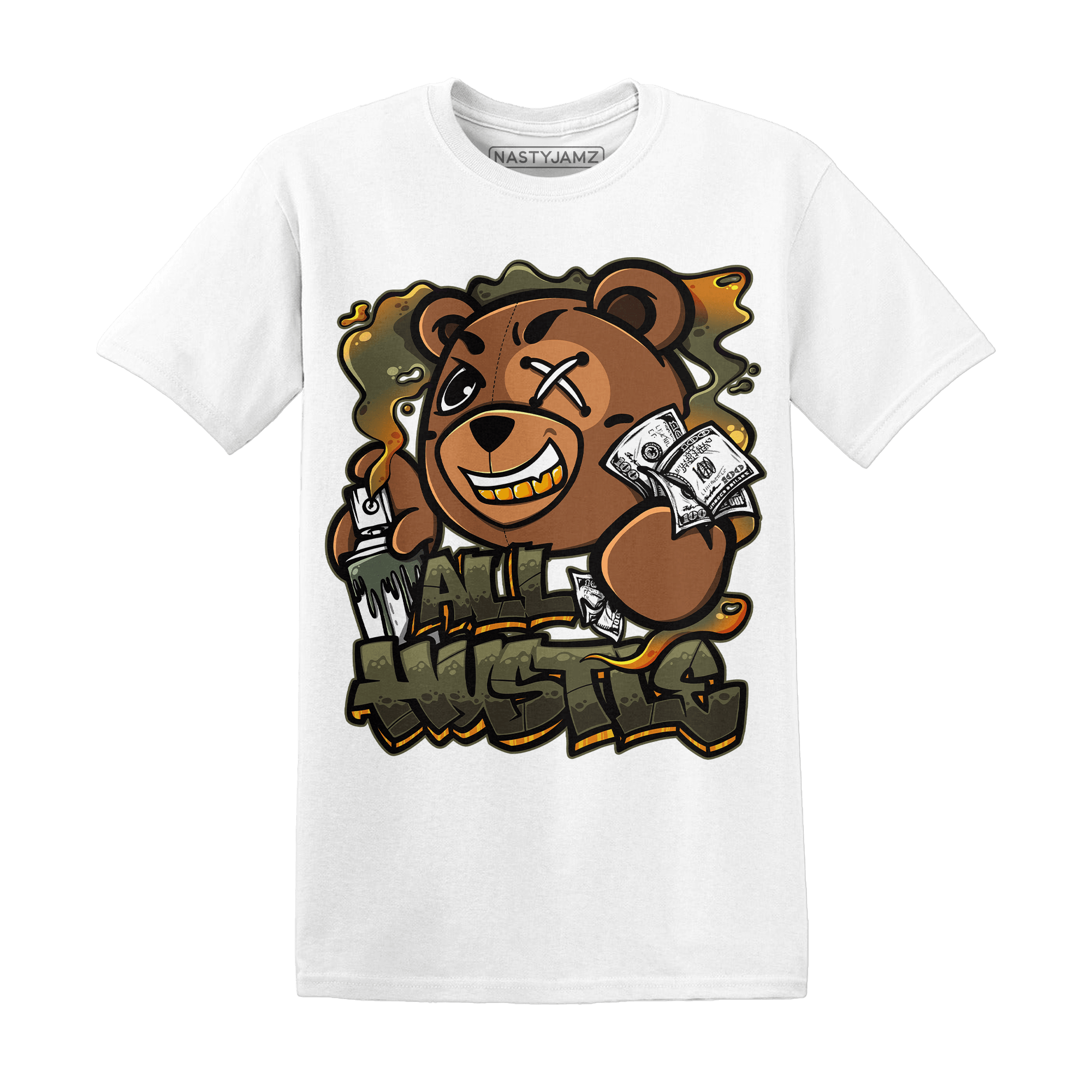Olive 5s T Shirt Match BER Hustle All Day - NastyJamz