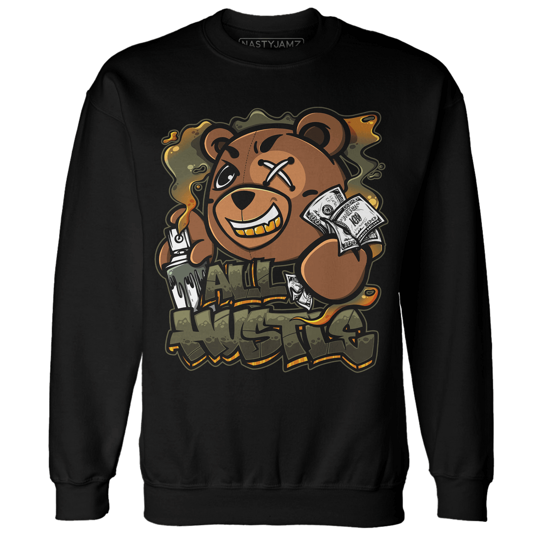 Olive 5s Sweatshirt Match BER Hustle All Day - NastyJamz