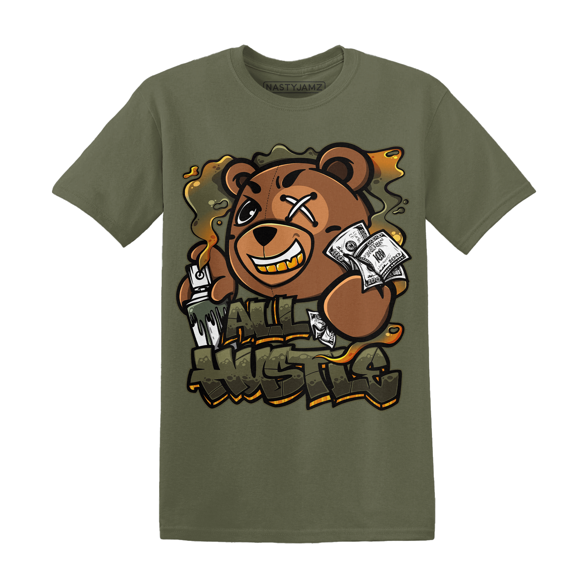 Olive 5s T Shirt Match BER Hustle All Day - NastyJamz
