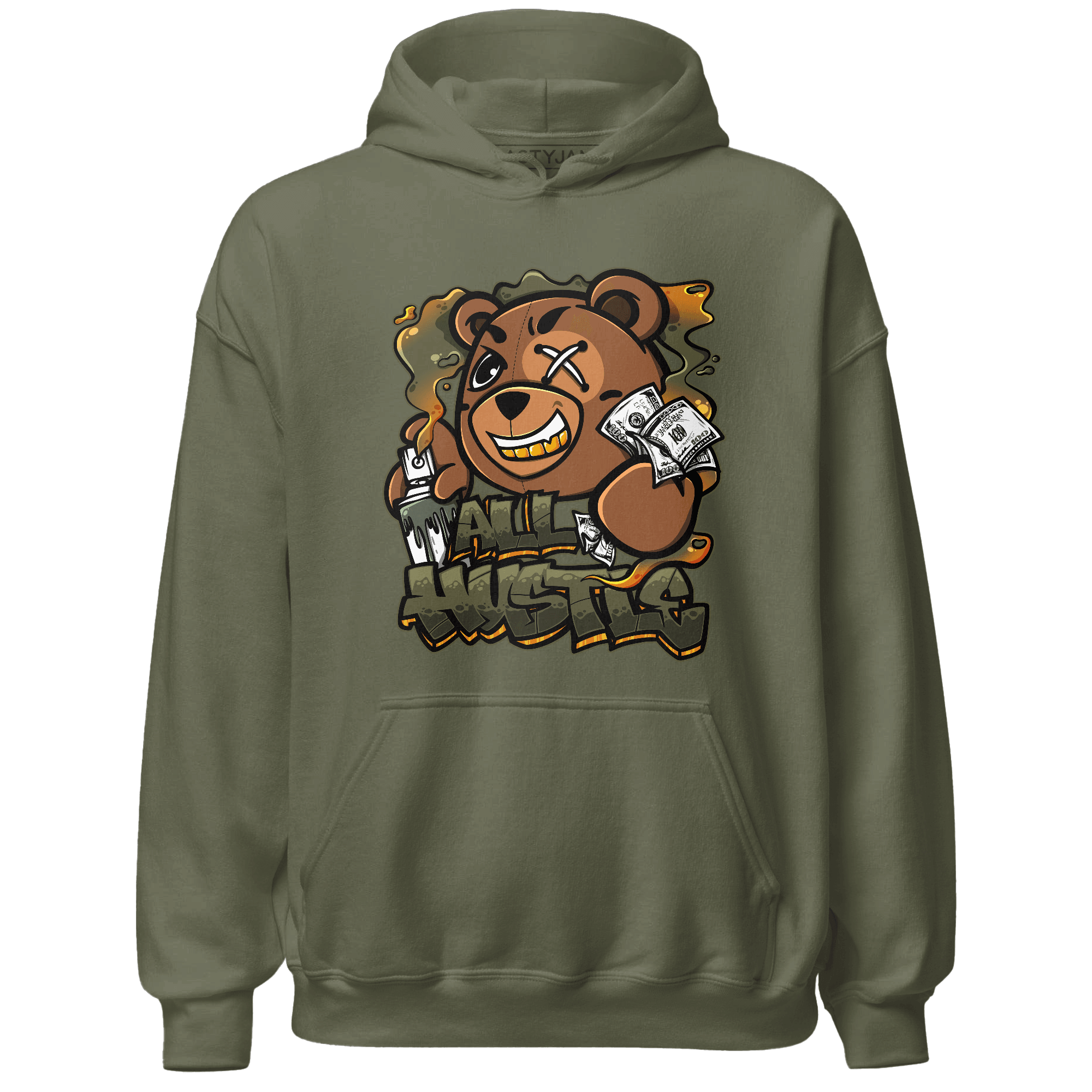 Olive 5s Hoodie Match BER Hustle All Day - NastyJamz