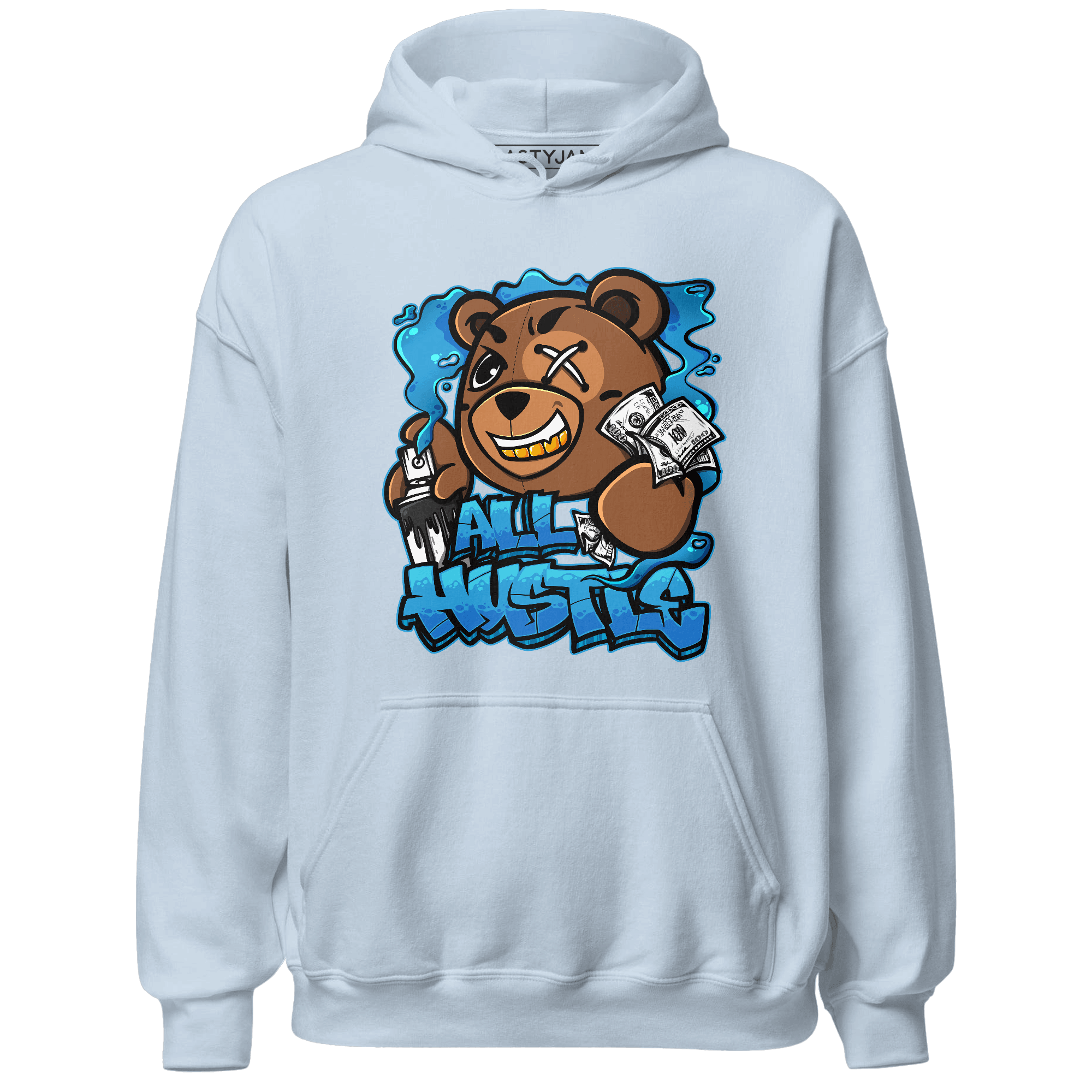 Powder Blue 9s Hoodie Match BER Hustle All Day - NastyJamz