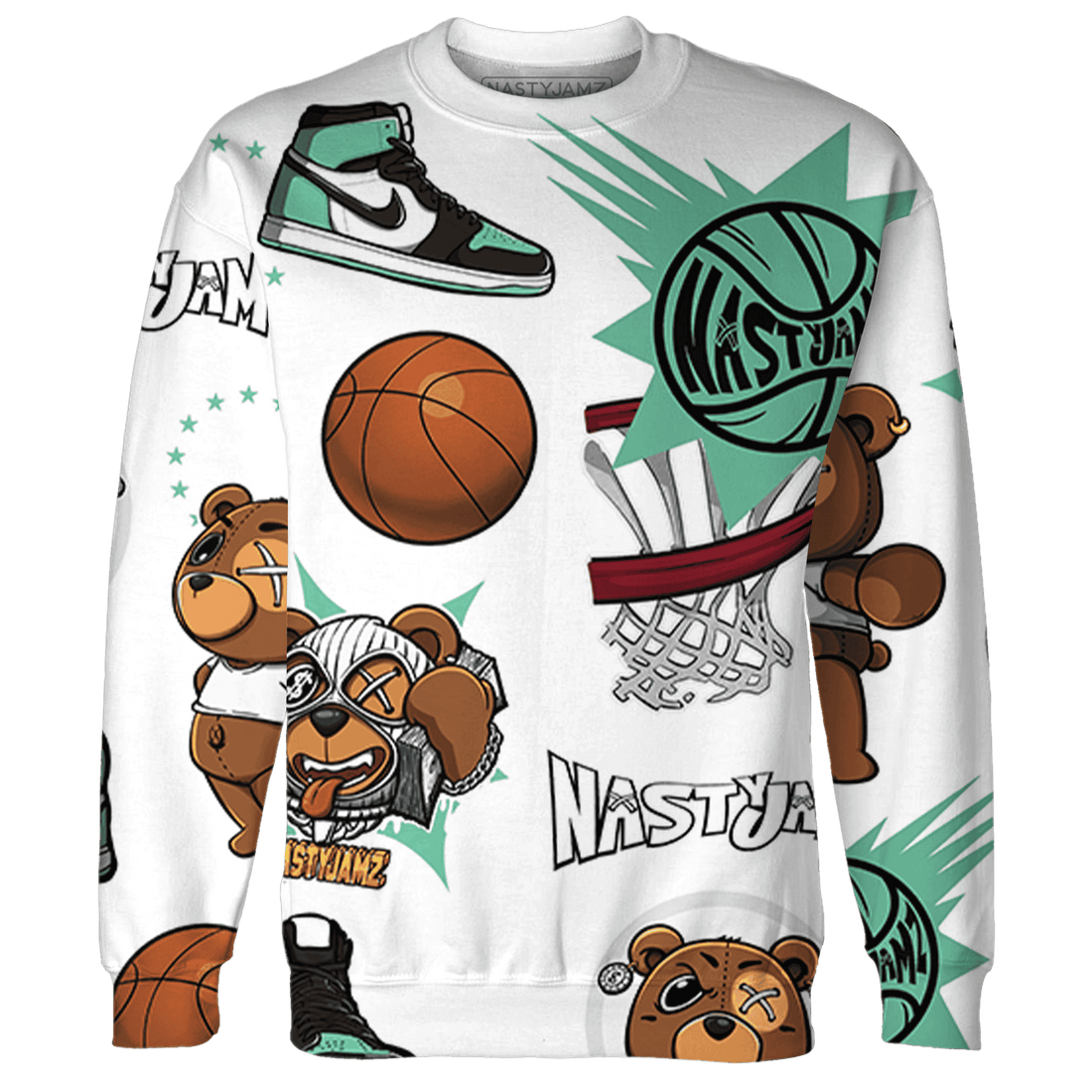 High OG Green Glow 1s Sweatshirt Match BER Icon Wallpapers 3D All-Over Print - NastyJamz