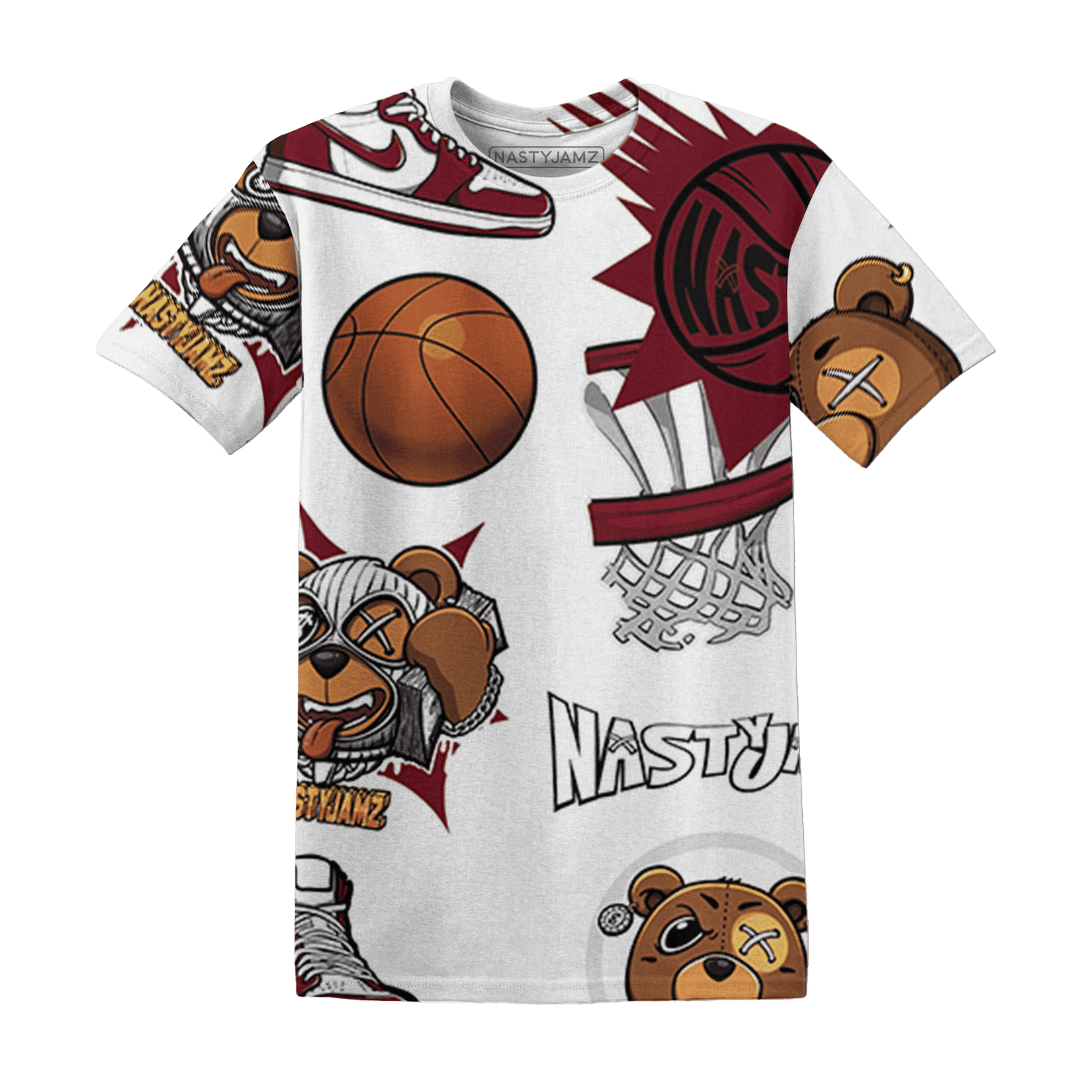 High White Team Red 1s T Shirt Match BER Icon Wallpapers 3D All-Over Print - NastyJamz