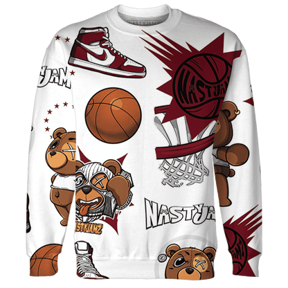 High White Team Red 1s Sweatshirt Match BER Icon Wallpapers 3D All-Over Print - NastyJamz