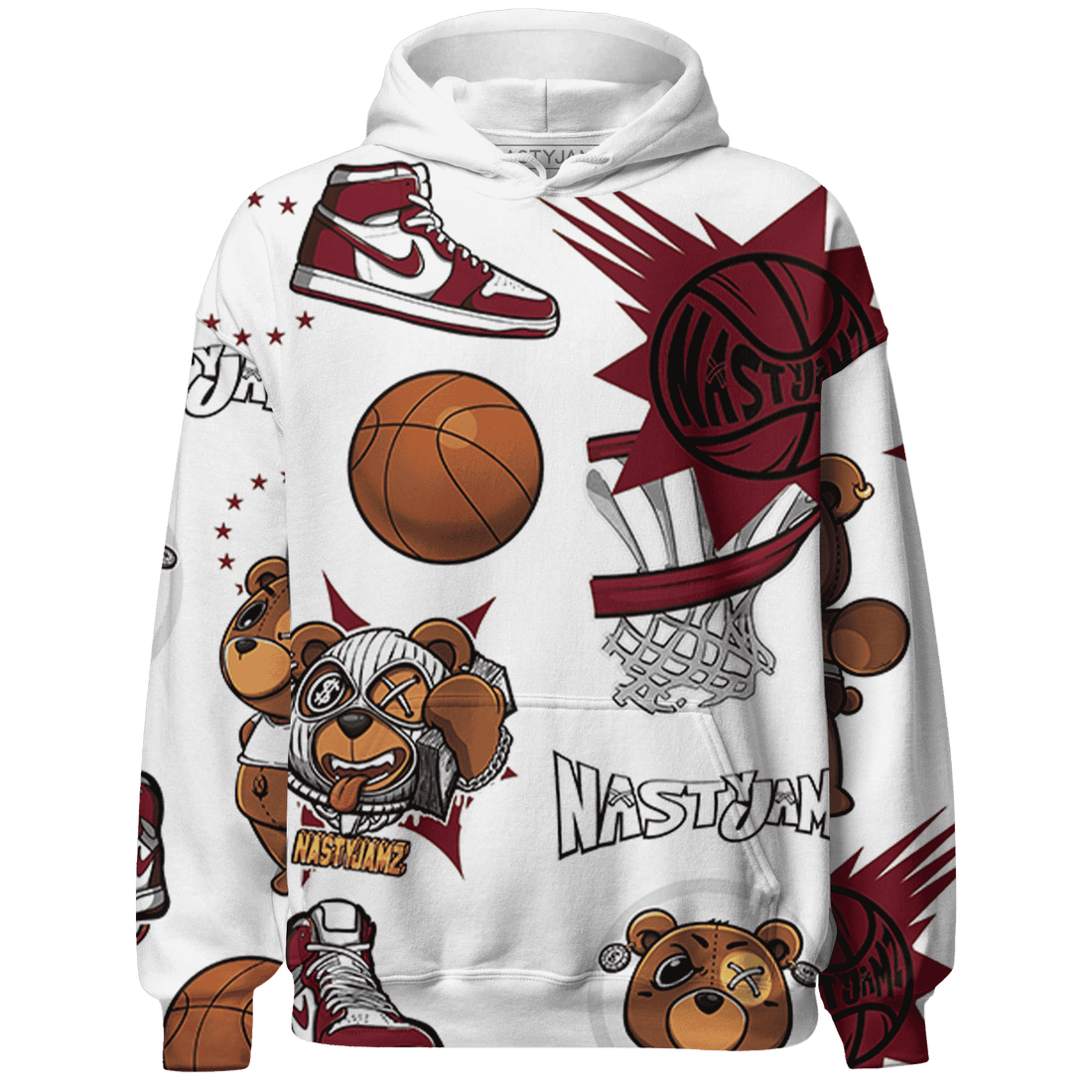 High White Team Red 1s Hoodie Match BER Icon Wallpapers 3D All-Over Print - NastyJamz