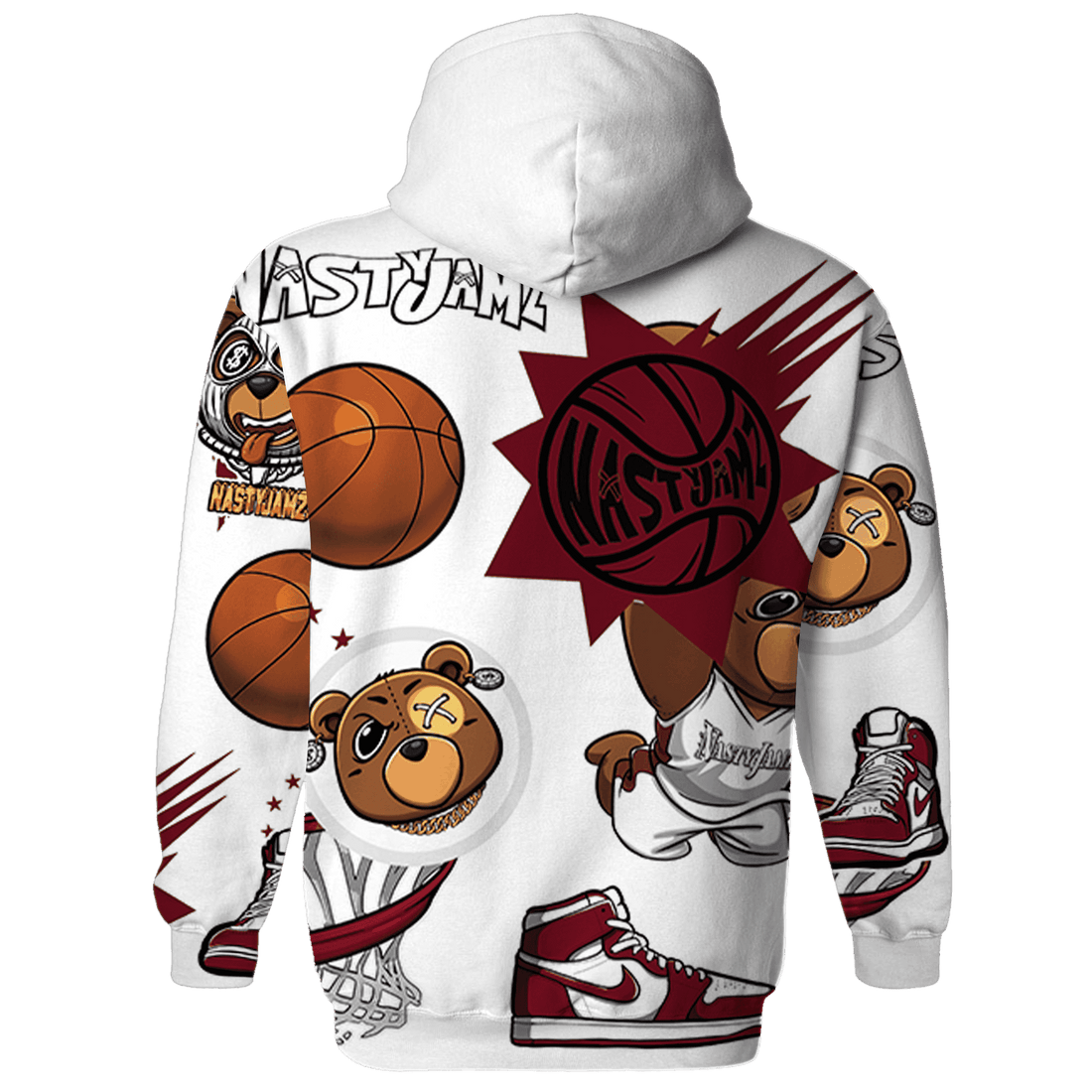 High White Team Red 1s Hoodie Match BER Icon Wallpapers 3D All-Over Print - NastyJamz
