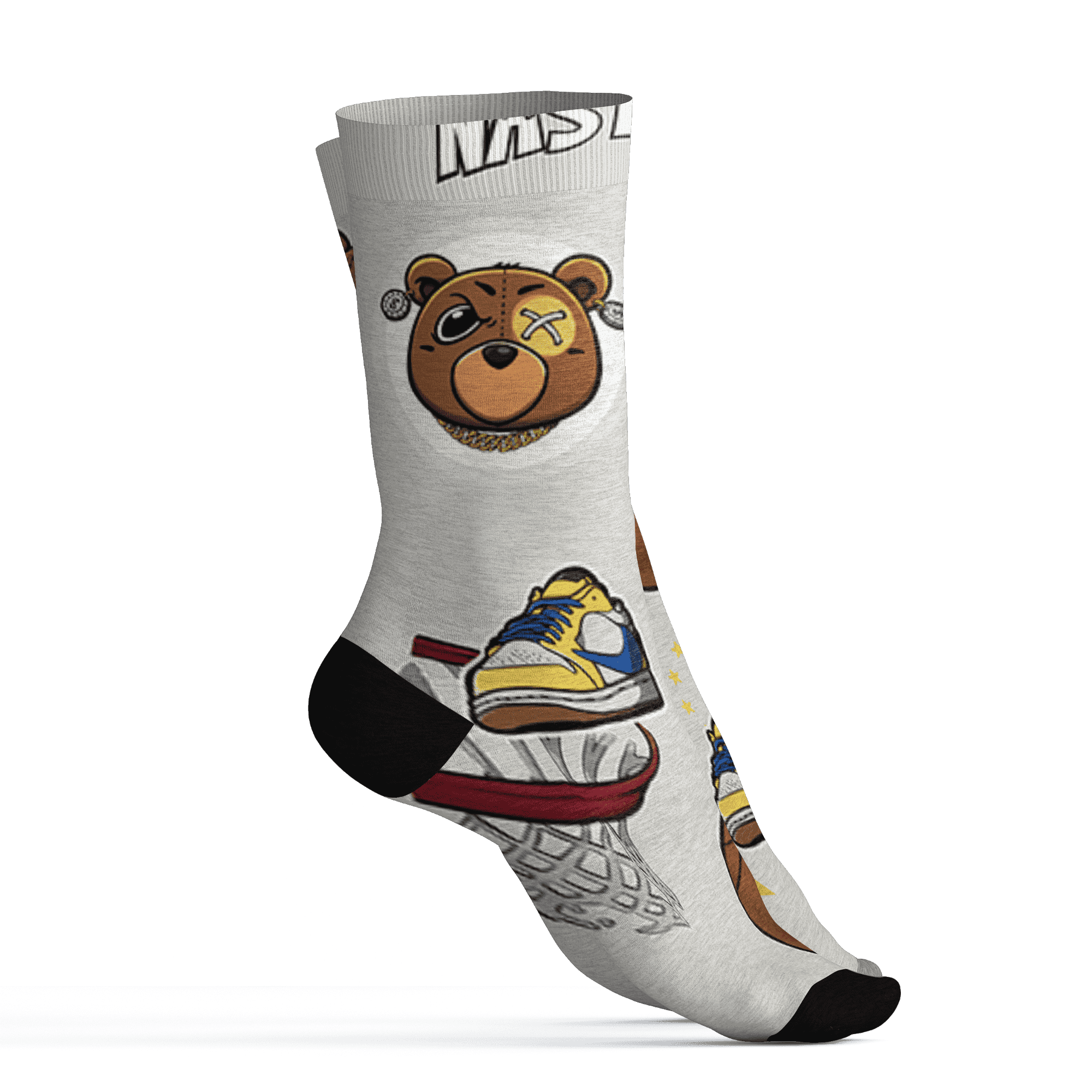 Low OG Canary TVSC 1s Socks Match BER Icon Wallpapers 3D All-Over Print - NastyJamz