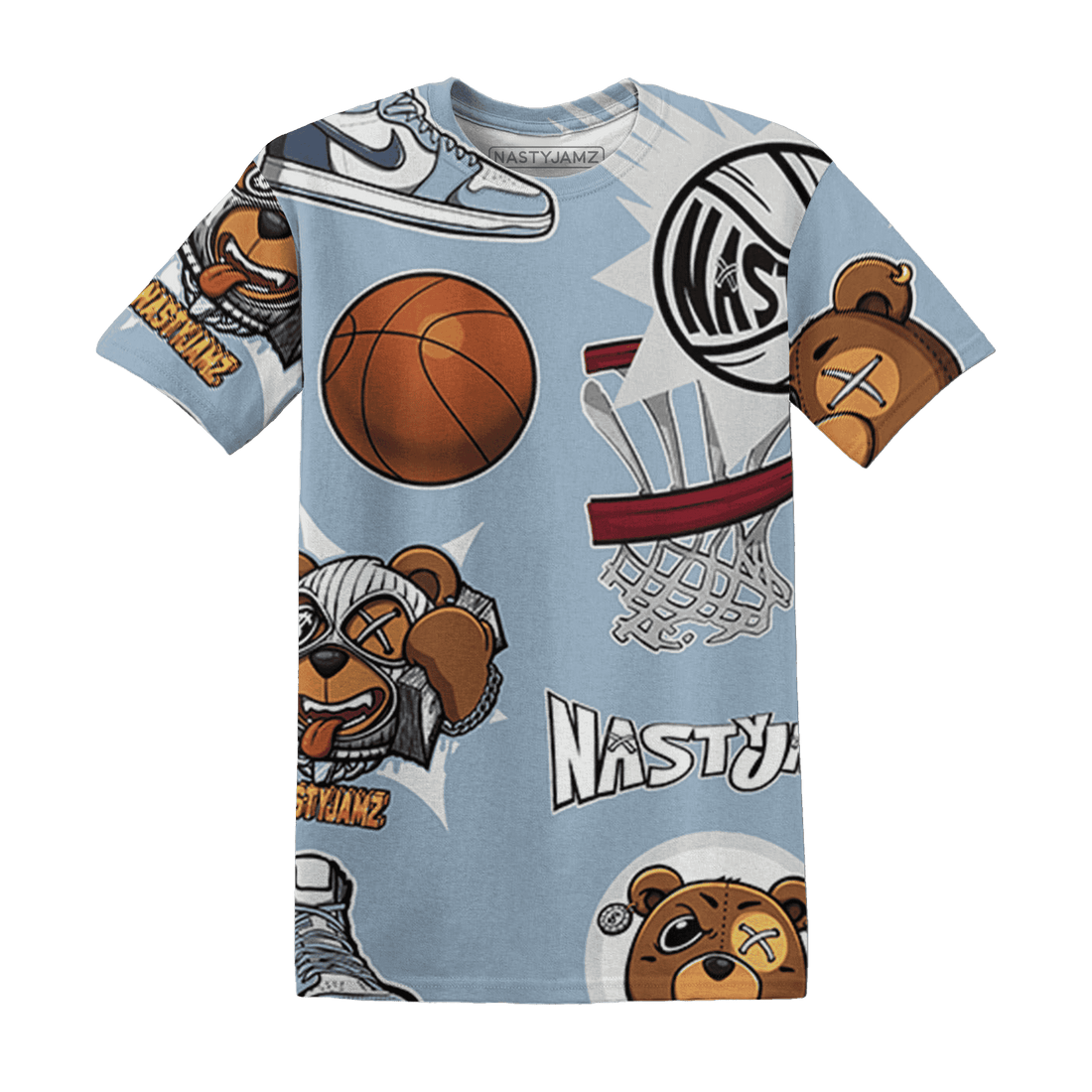 Mid Diffused Blue Grey 1s T Shirt Match BER Icon Wallpapers 3D All-Over Print - NastyJamz