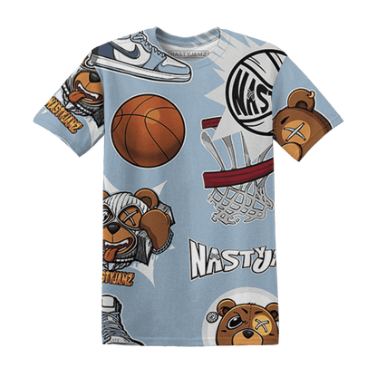 Mid Diffused Blue Grey 1s T Shirt Match BER Icon Wallpapers 3D All-Over Print - NastyJamz