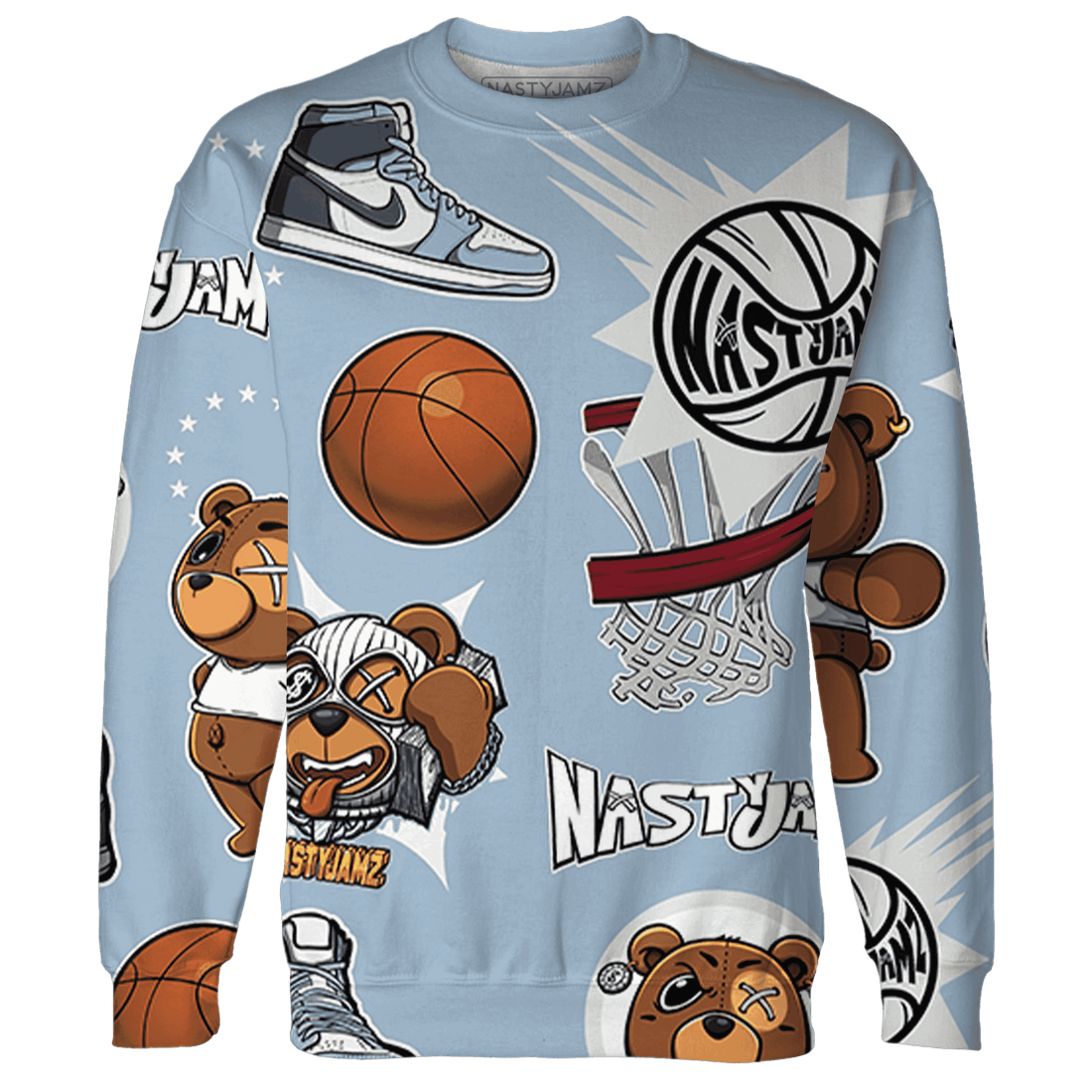 Mid Diffused Blue Grey 1s Sweatshirt Match BER Icon Wallpapers 3D All-Over Print - NastyJamz