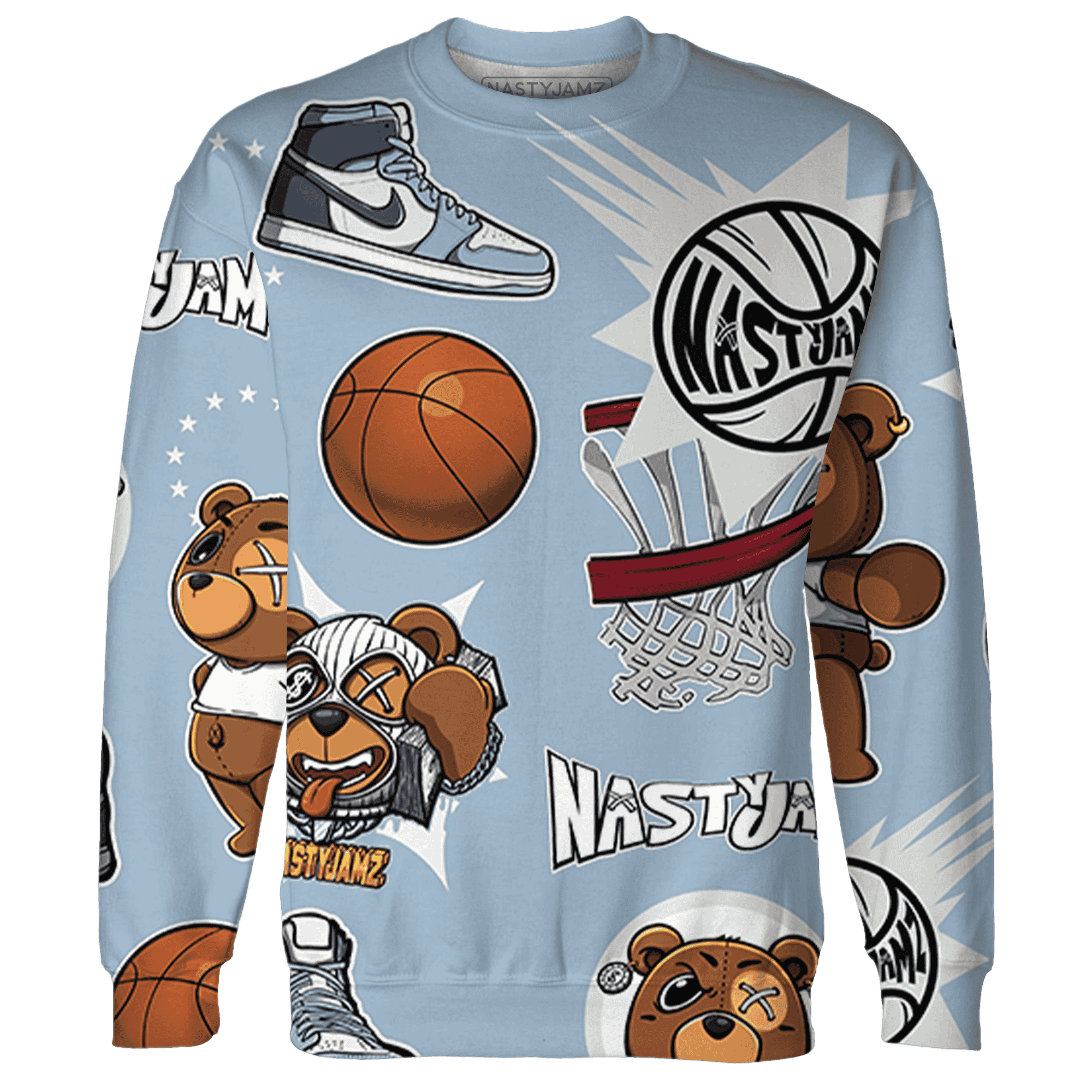 Mid Diffused Blue Grey 1s Sweatshirt Match BER Icon Wallpapers 3D All-Over Print - NastyJamz