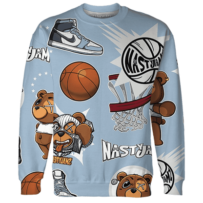 Mid Diffused Blue Grey 1s Sweatshirt Match BER Icon Wallpapers 3D All-Over Print - NastyJamz
