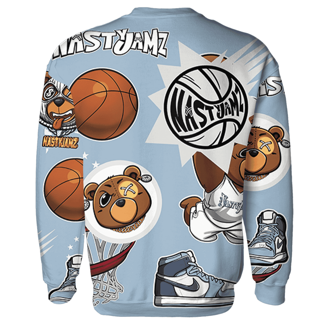 Mid Diffused Blue Grey 1s Sweatshirt Match BER Icon Wallpapers 3D All-Over Print - NastyJamz