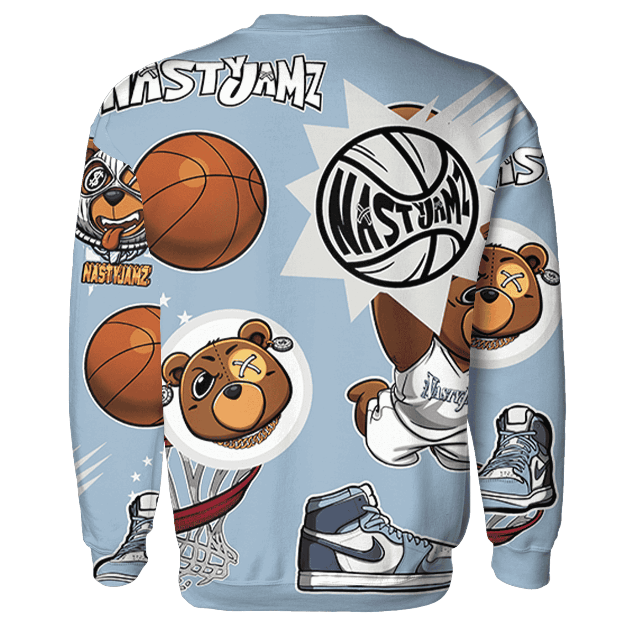 Mid Diffused Blue Grey 1s Sweatshirt Match BER Icon Wallpapers 3D All-Over Print - NastyJamz