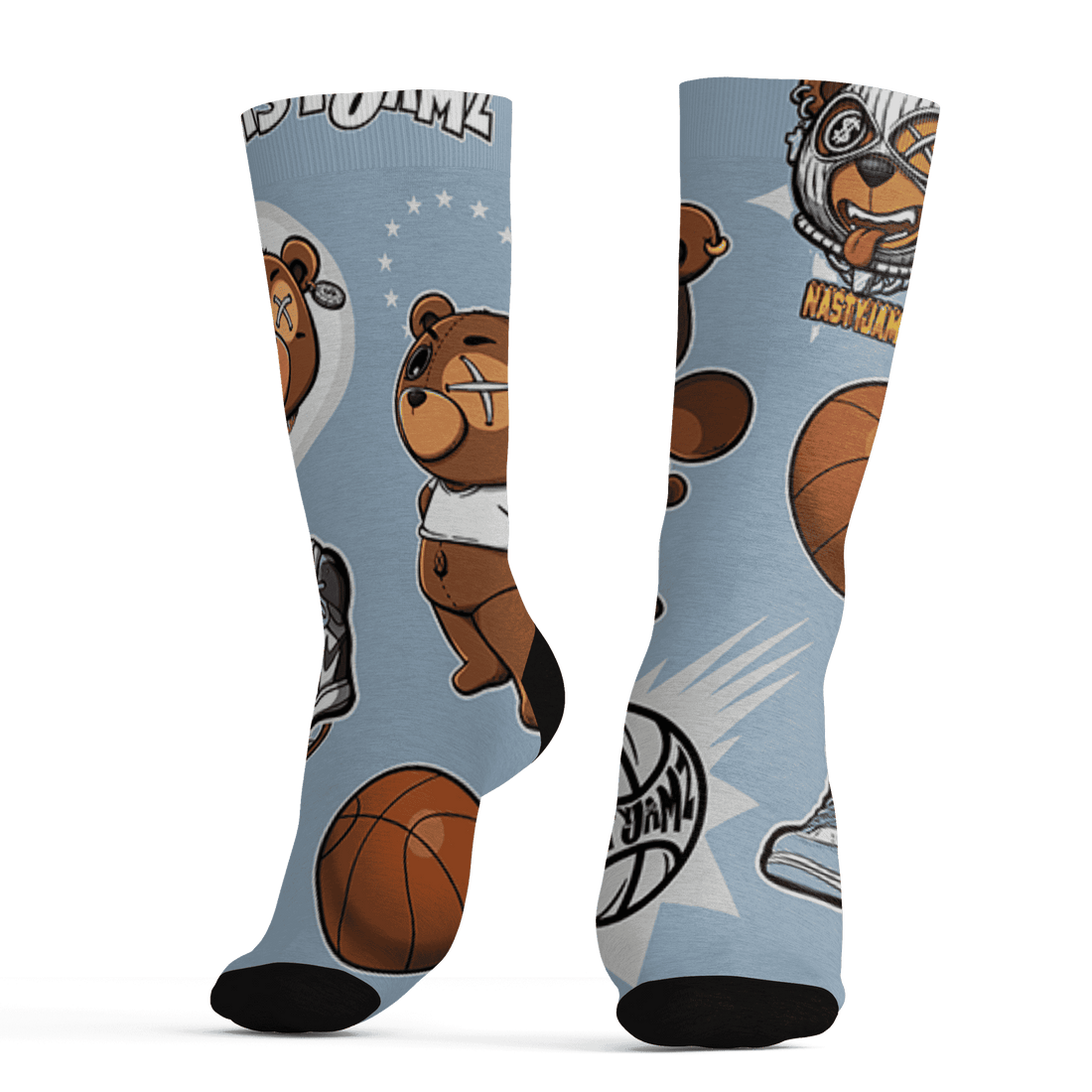 Mid Diffused Blue Grey 1s Socks Match BER Icon Wallpapers 3D All-Over Print - NastyJamz