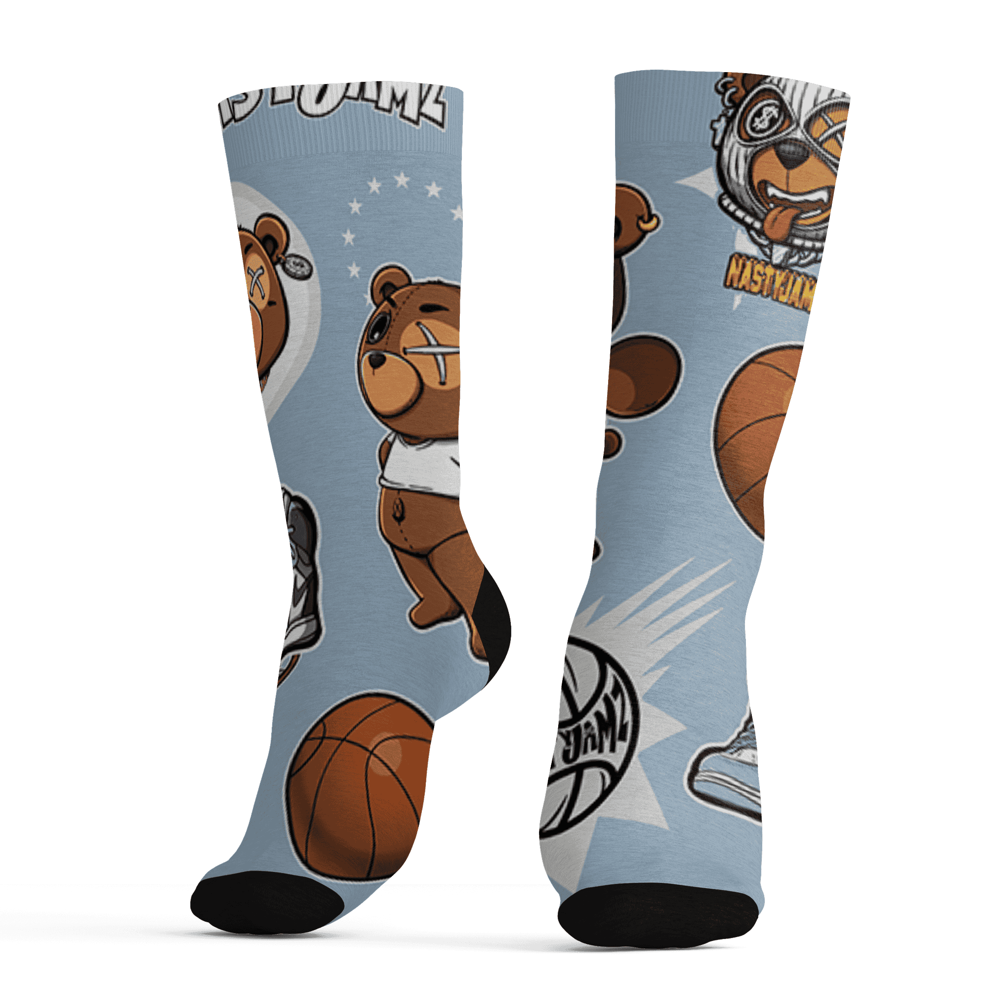 Mid Diffused Blue Grey 1s Socks Match BER Icon Wallpapers 3D All-Over Print - NastyJamz