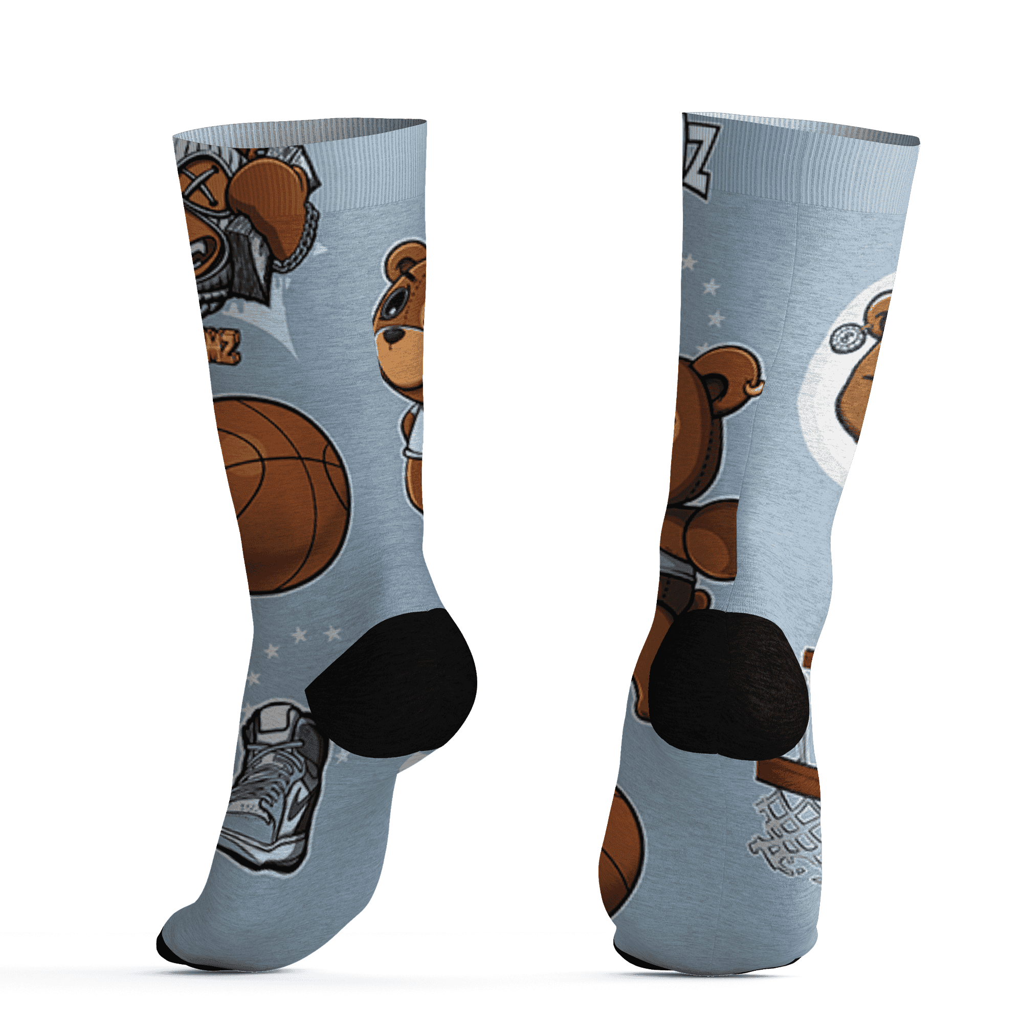 Mid Diffused Blue Grey 1s Socks Match BER Icon Wallpapers 3D All-Over Print - NastyJamz