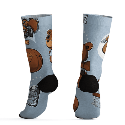 Mid Diffused Blue Grey 1s Socks Match BER Icon Wallpapers 3D All-Over Print - NastyJamz