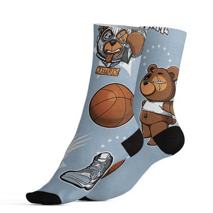 Mid Diffused Blue Grey 1s Socks Match BER Icon Wallpapers 3D All-Over Print - NastyJamz