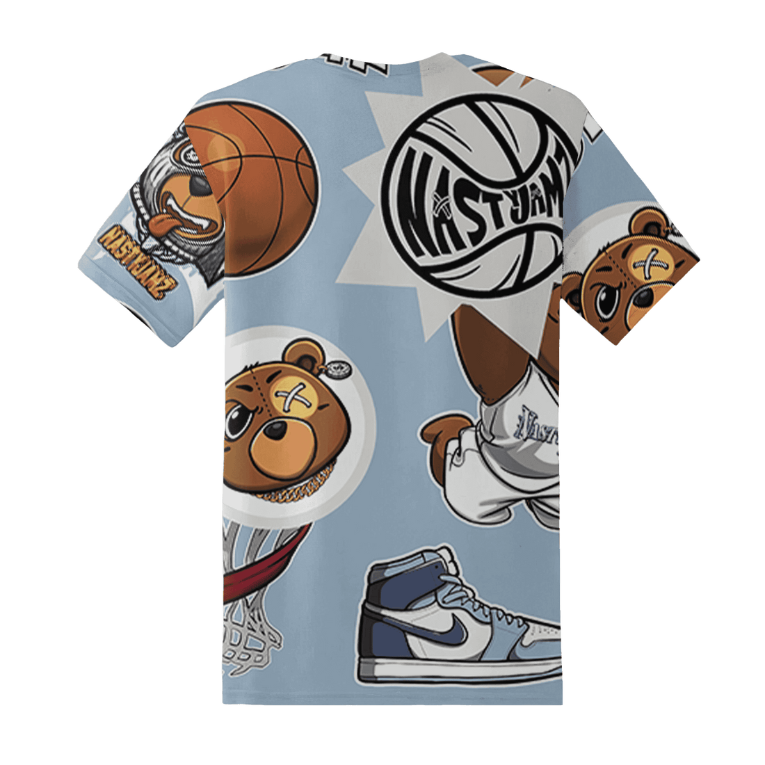 Mid Diffused Blue Grey 1s T Shirt Match BER Icon Wallpapers 3D All-Over Print - NastyJamz