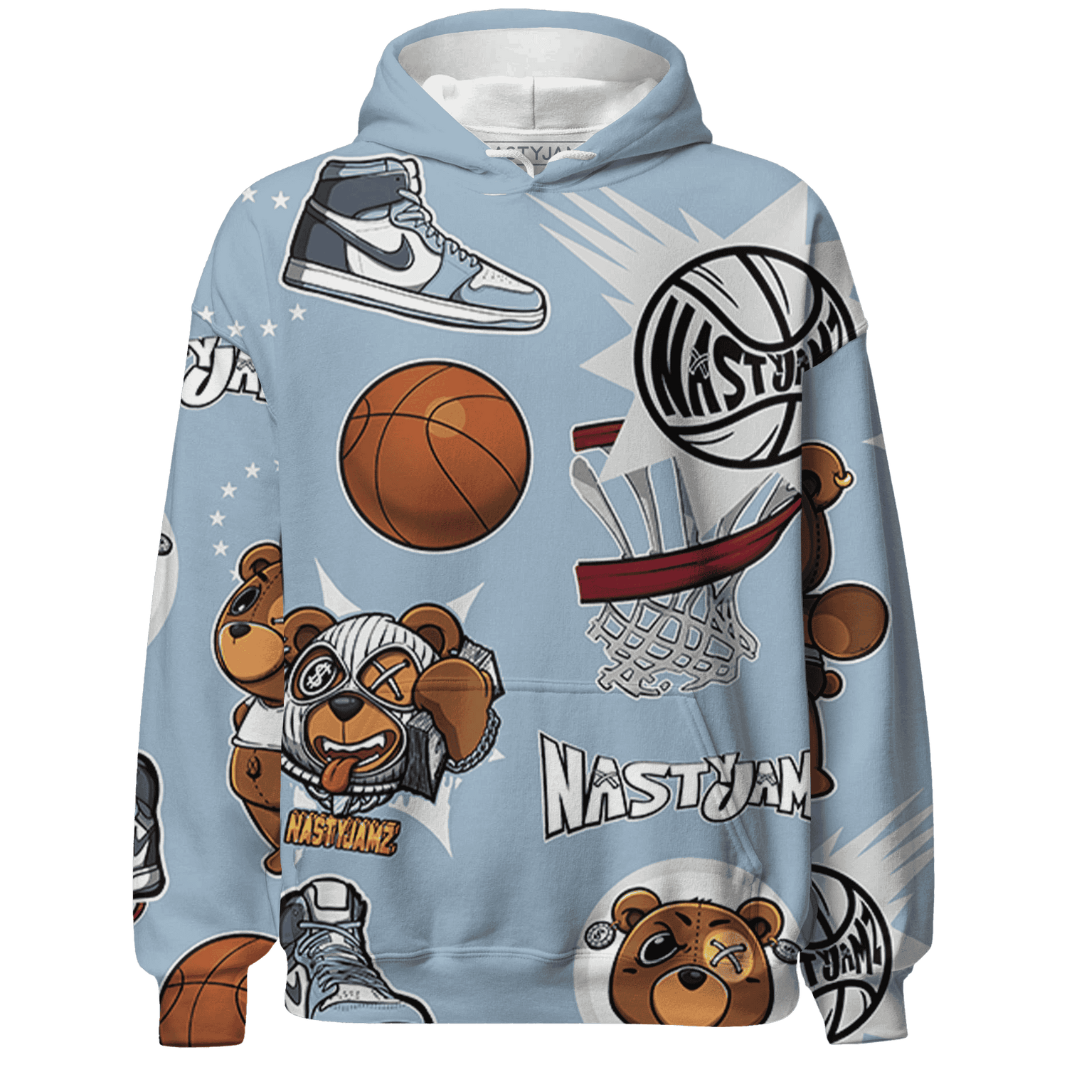 Mid Diffused Blue Grey 1s Hoodie Match BER Icon Wallpapers 3D All-Over Print - NastyJamz