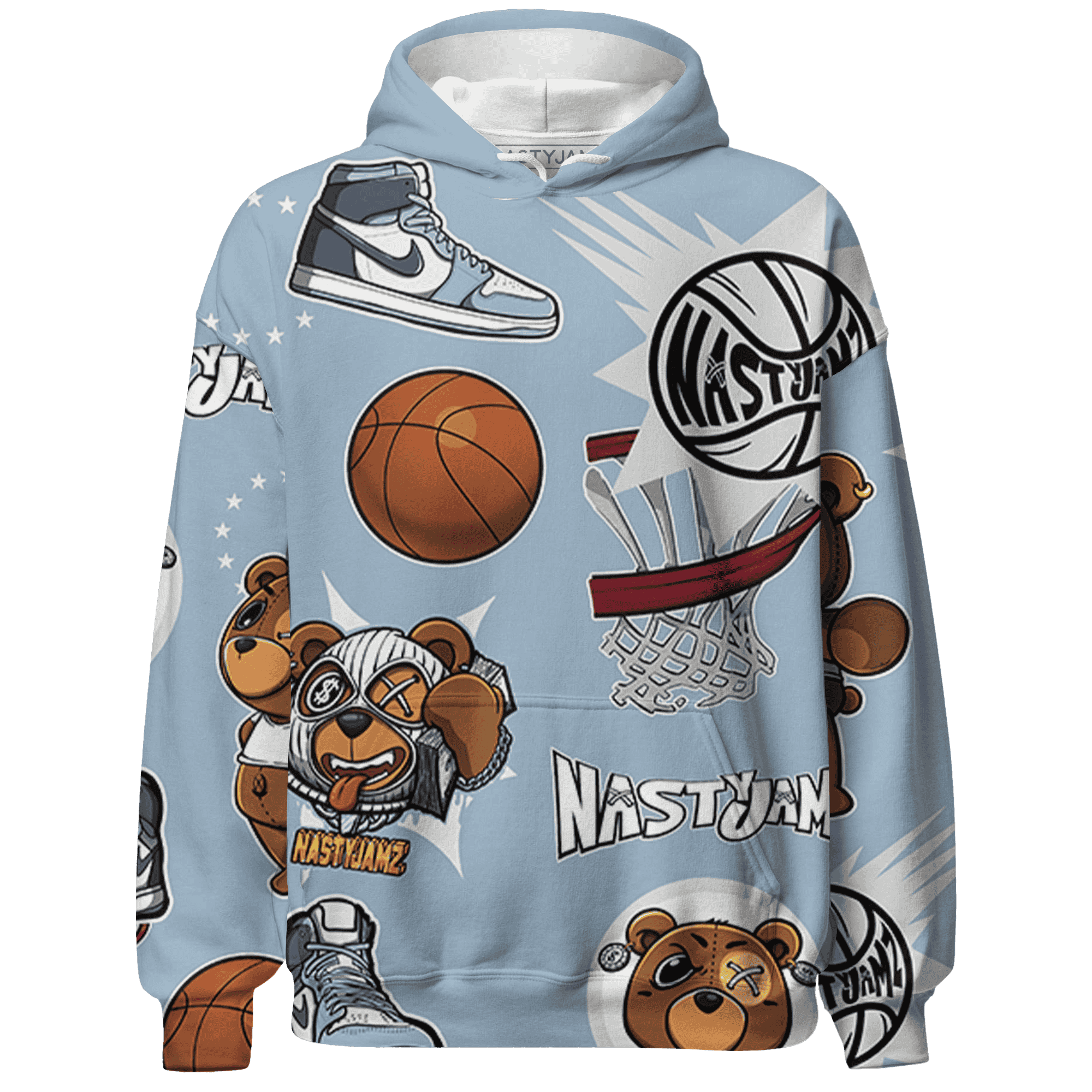 Mid Diffused Blue Grey 1s Hoodie Match BER Icon Wallpapers 3D All-Over Print - NastyJamz