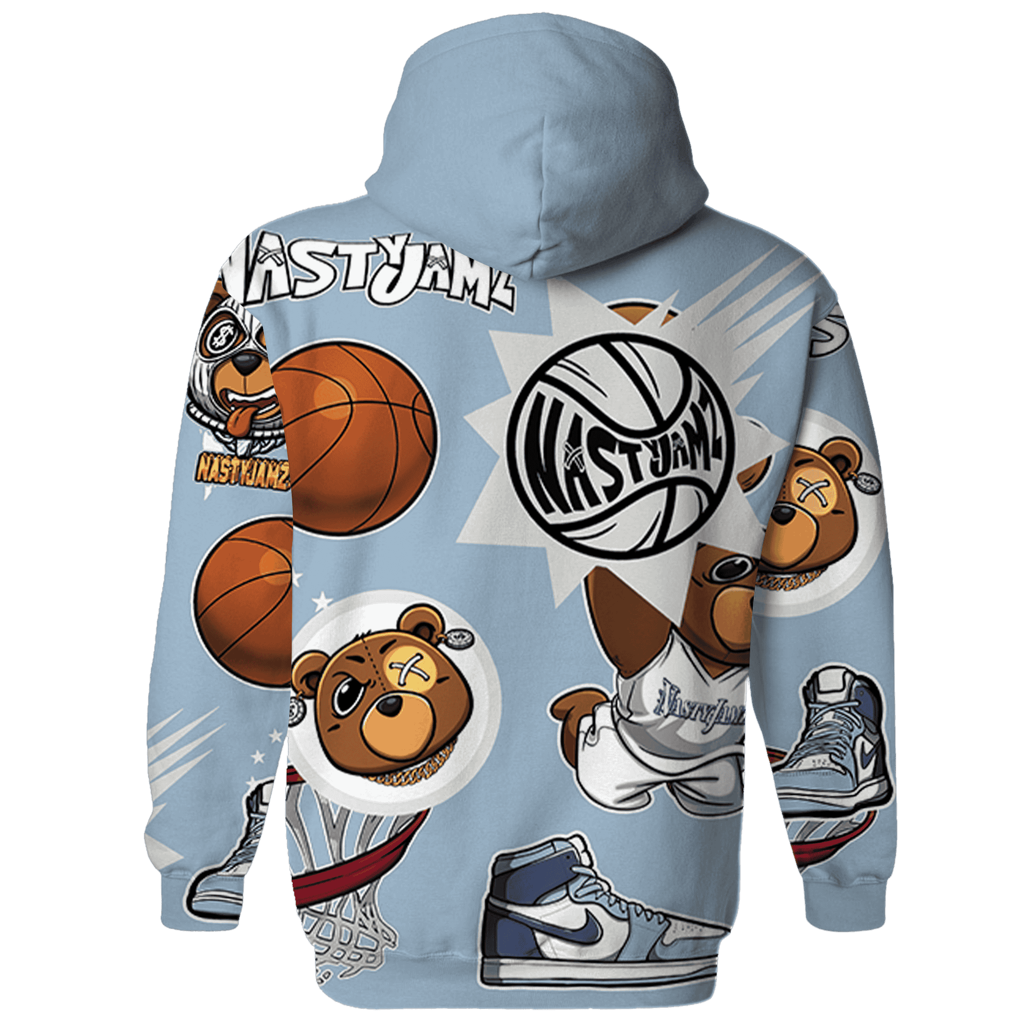 Mid Diffused Blue Grey 1s Hoodie Match BER Icon Wallpapers 3D All-Over Print - NastyJamz