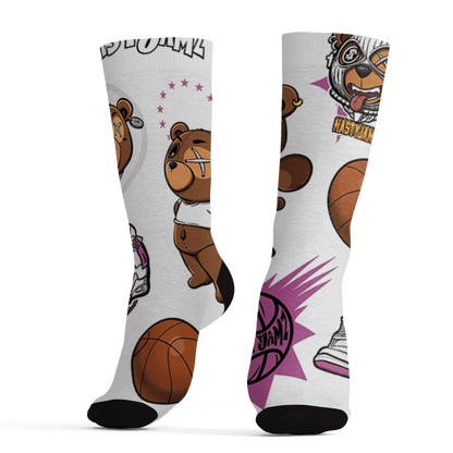 GS Hyper Violet 4s Socks Match BER Icon Wallpapers 3D All-Over Print - NastyJamz