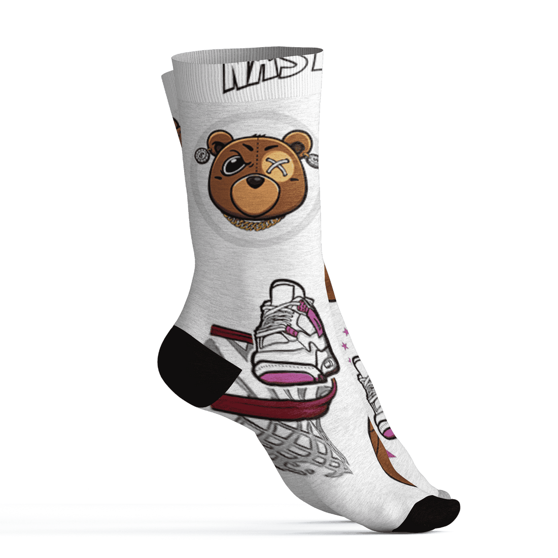 GS Hyper Violet 4s Socks Match BER Icon Wallpapers 3D All-Over Print - NastyJamz