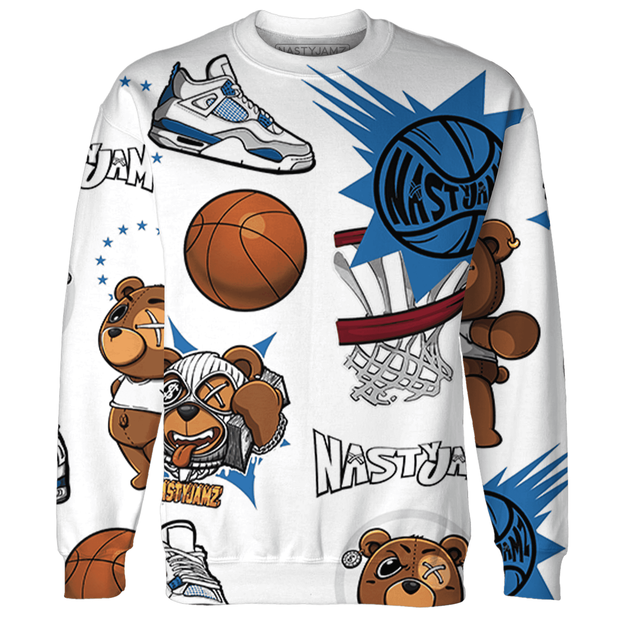 Industrial Blue 4s Sweatshirt Match BER Icon Wallpapers 3D All-Over Print - NastyJamz