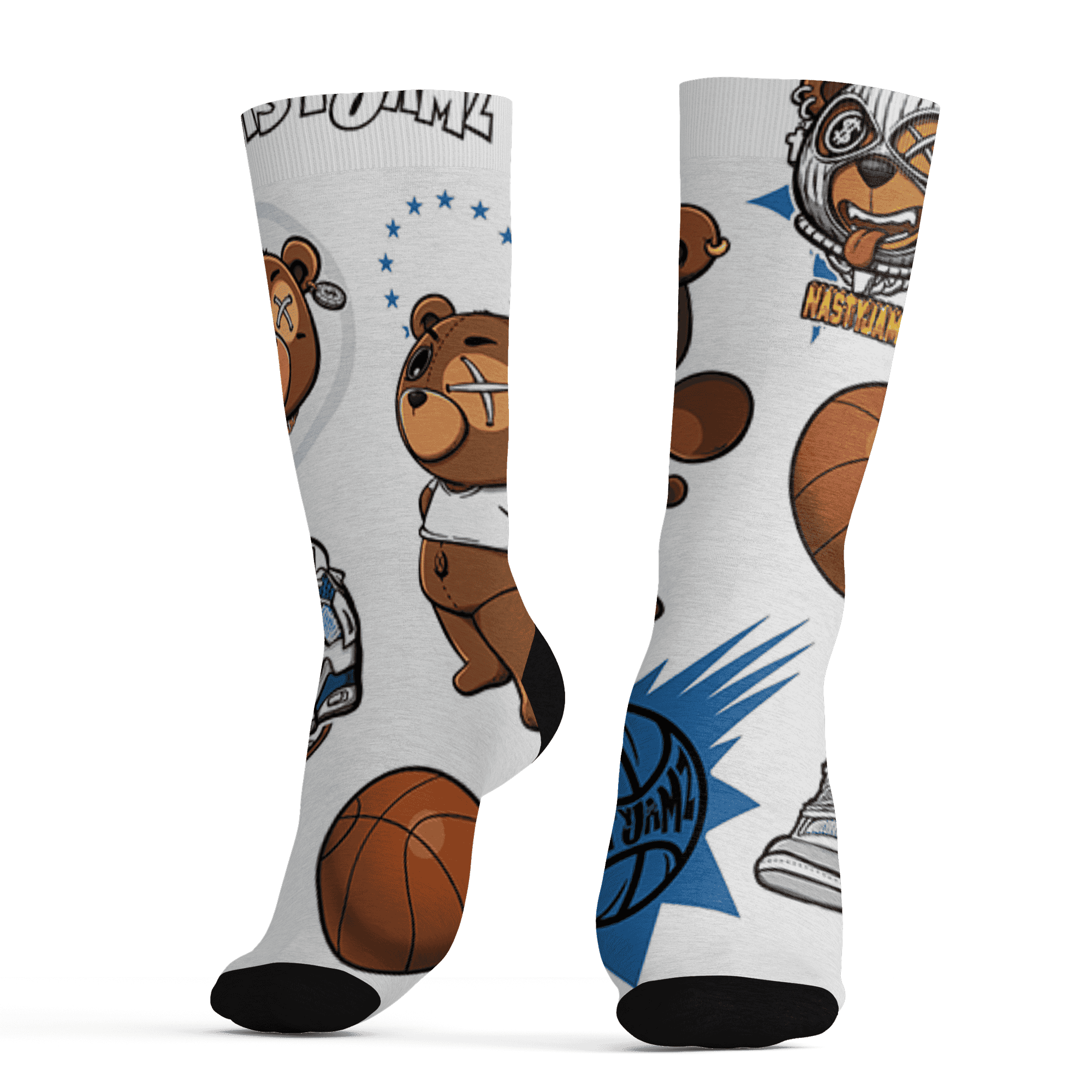 Industrial Blue 4s Socks Match BER Icon Wallpapers 3D All-Over Print - NastyJamz