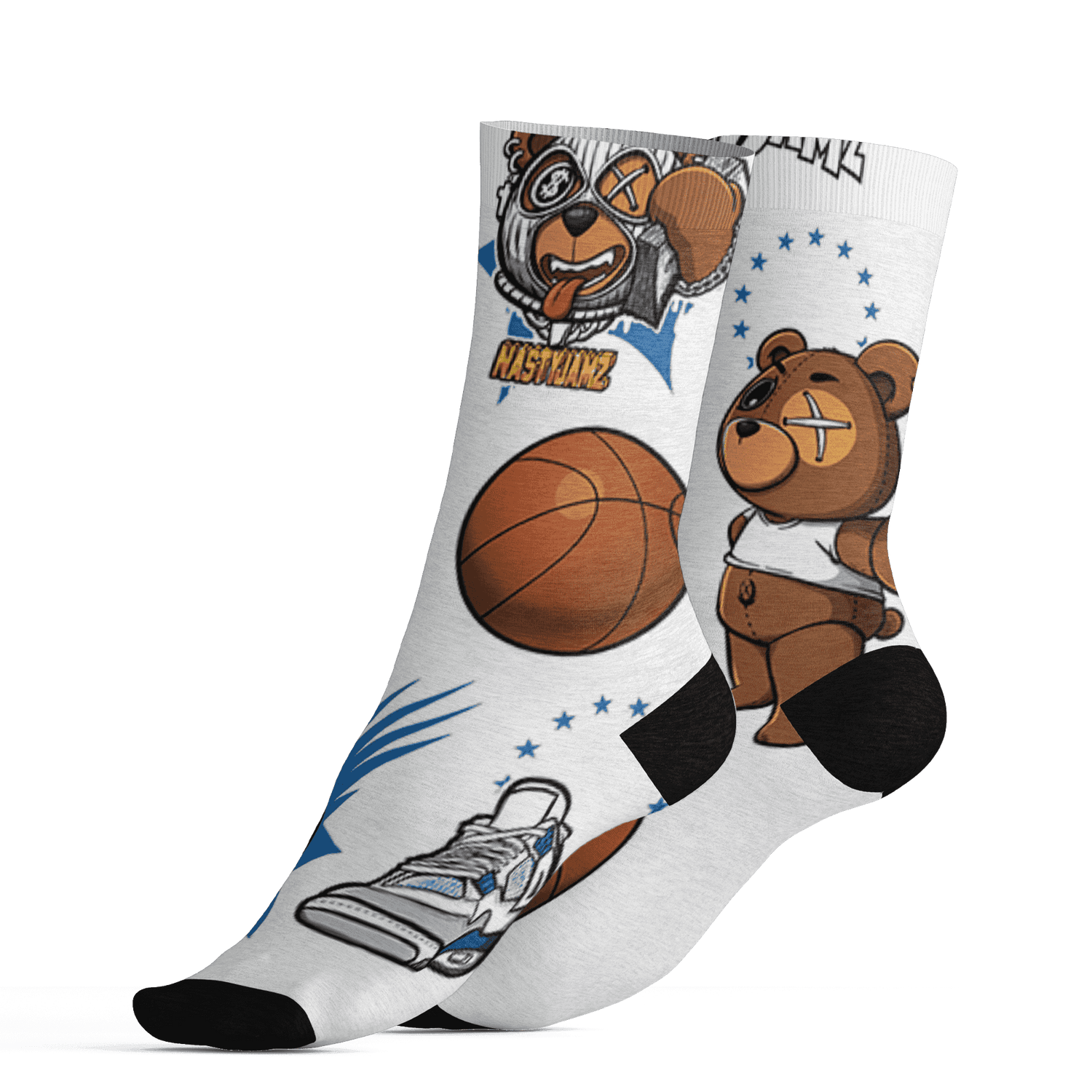 Industrial Blue 4s Socks Match BER Icon Wallpapers 3D All-Over Print - NastyJamz