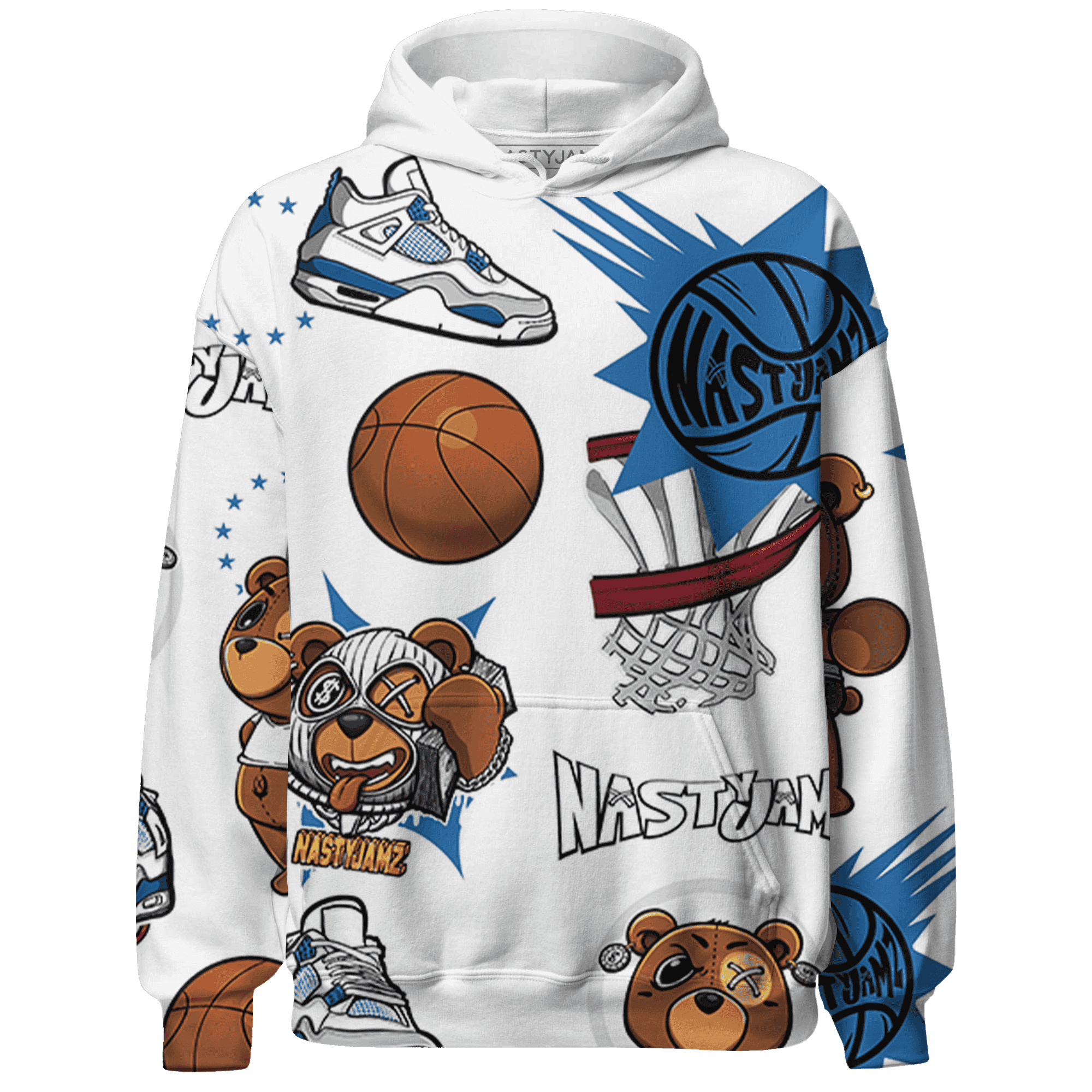 Industrial Blue 4s Hoodie Match BER Icon Wallpapers 3D All-Over Print - NastyJamz