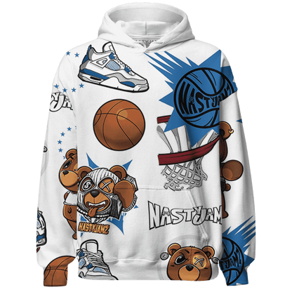 Industrial Blue 4s Hoodie Match BER Icon Wallpapers 3D All-Over Print - NastyJamz