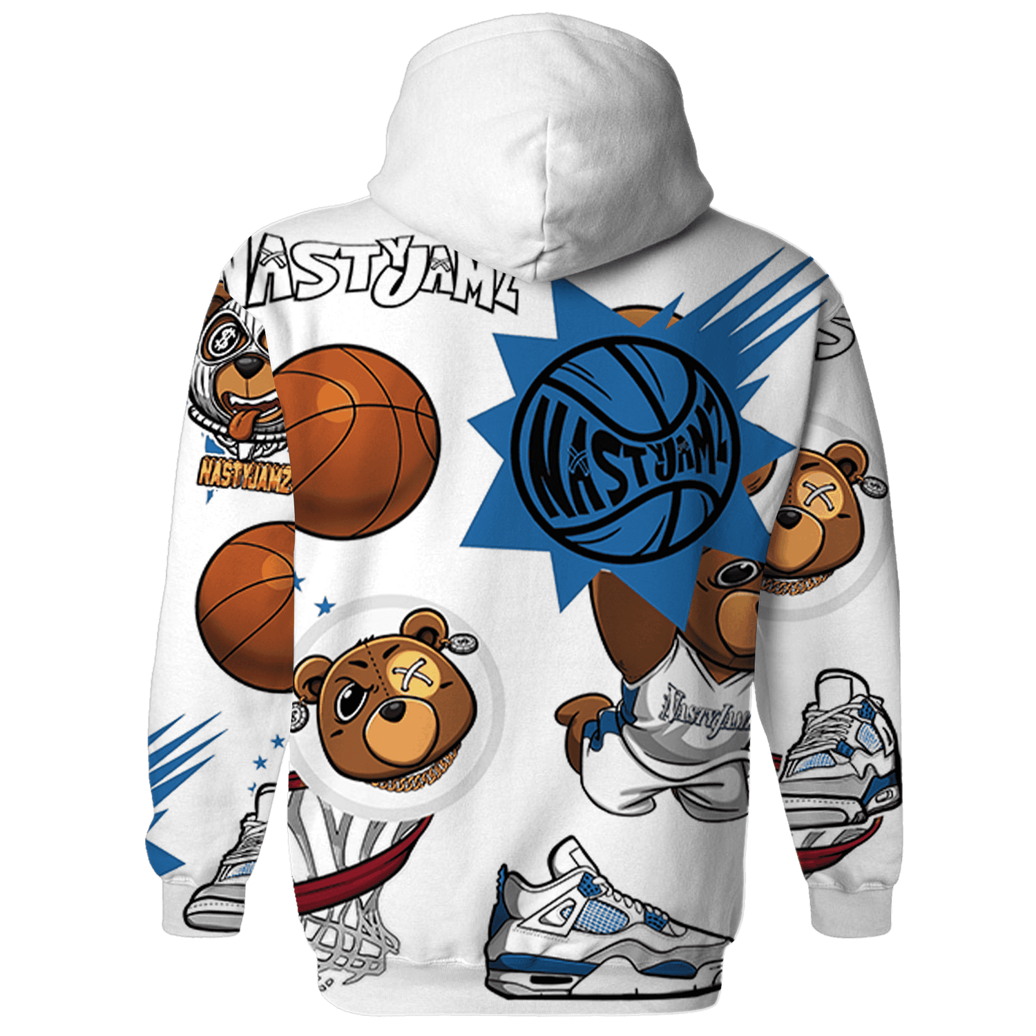 Industrial Blue 4s Hoodie Match BER Icon Wallpapers 3D All-Over Print - NastyJamz